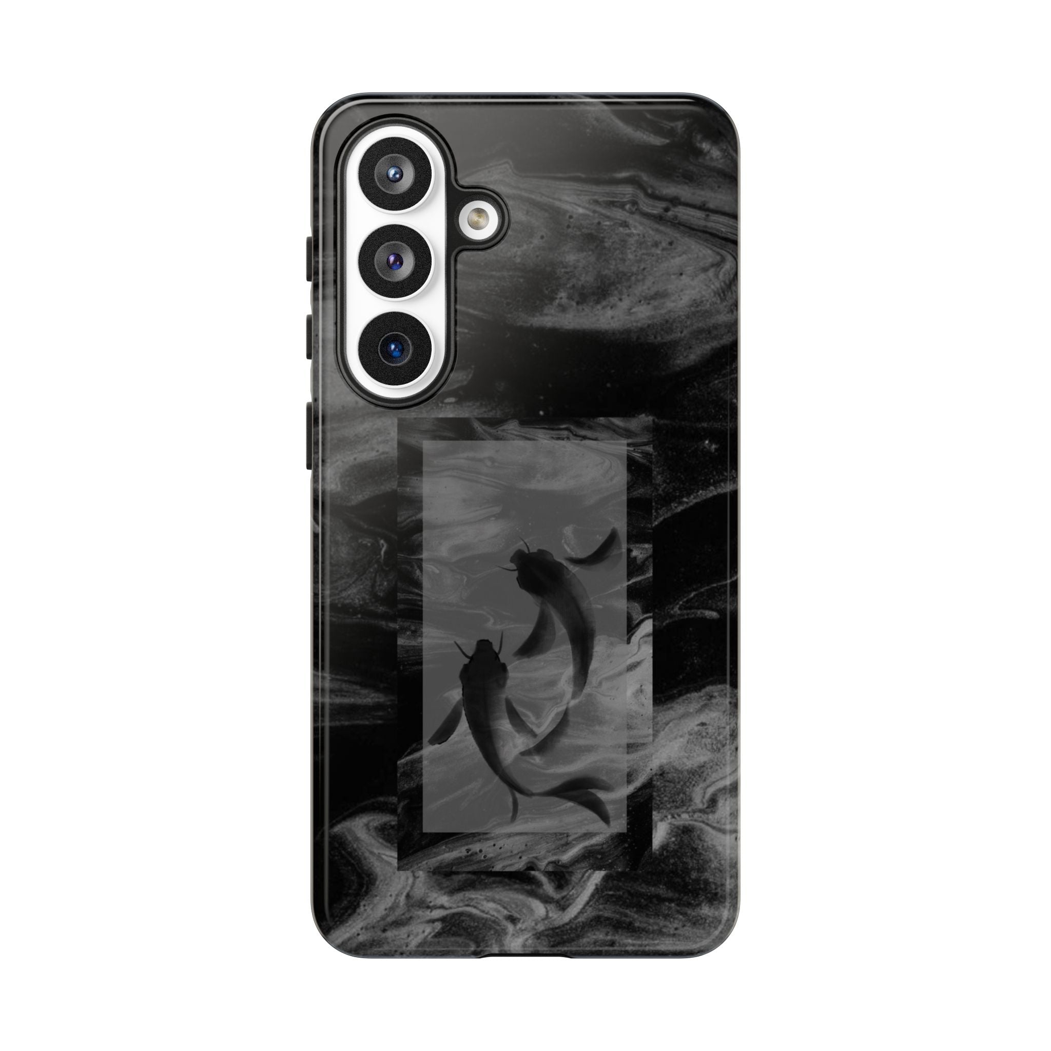 Koi Yin-Yang Marble Phone Case – Black Smoky Art Protection