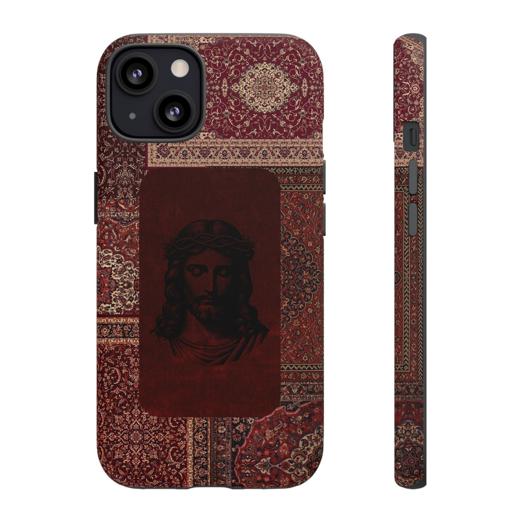 Religious Vintage Rug Phone Case — Jesus Portrait Tough Case