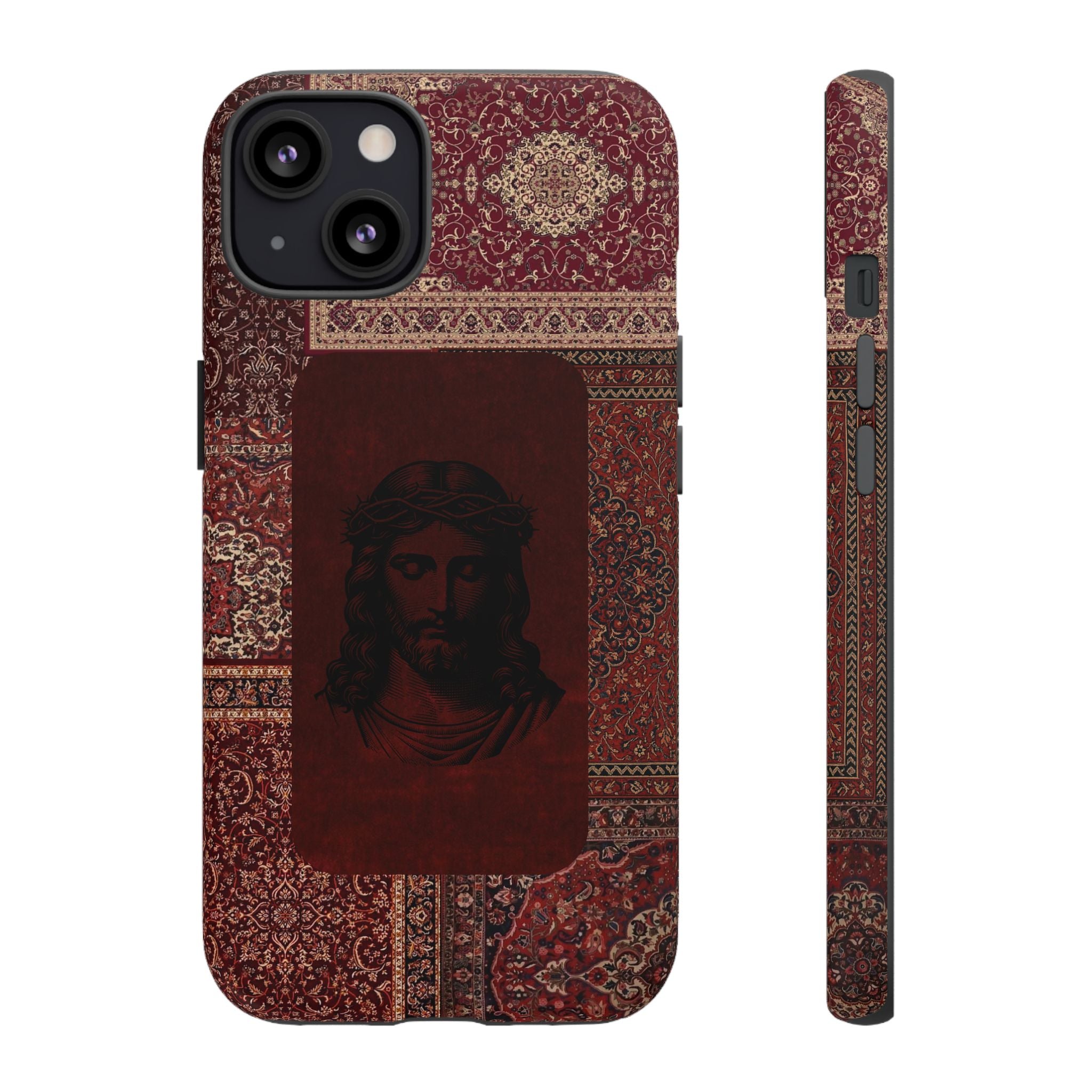 Religious Vintage Rug Phone Case — Jesus Portrait Tough Case