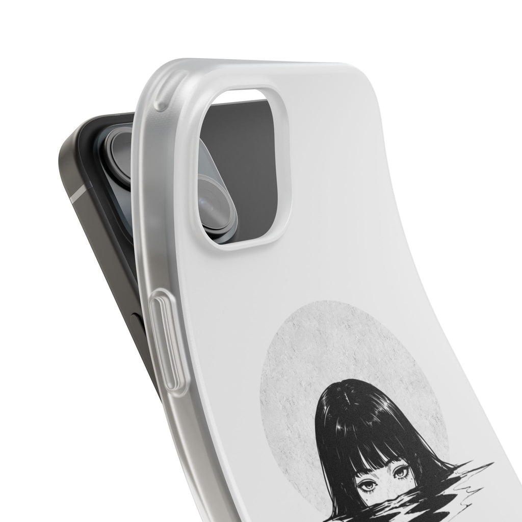 Minimalist Creepy Girl Moon Design