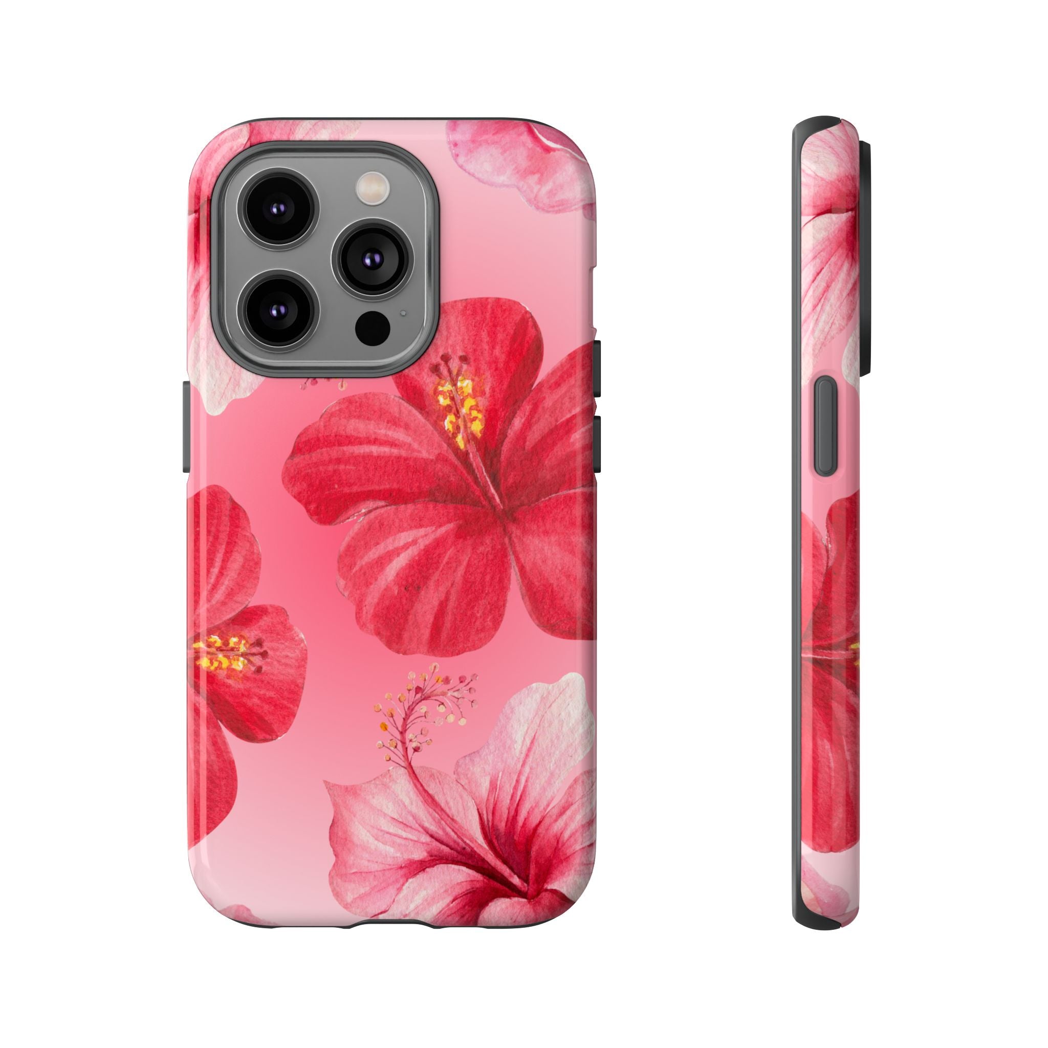Hibiscus Pink Tough Phone Case — Floral Tropical Protective Cover