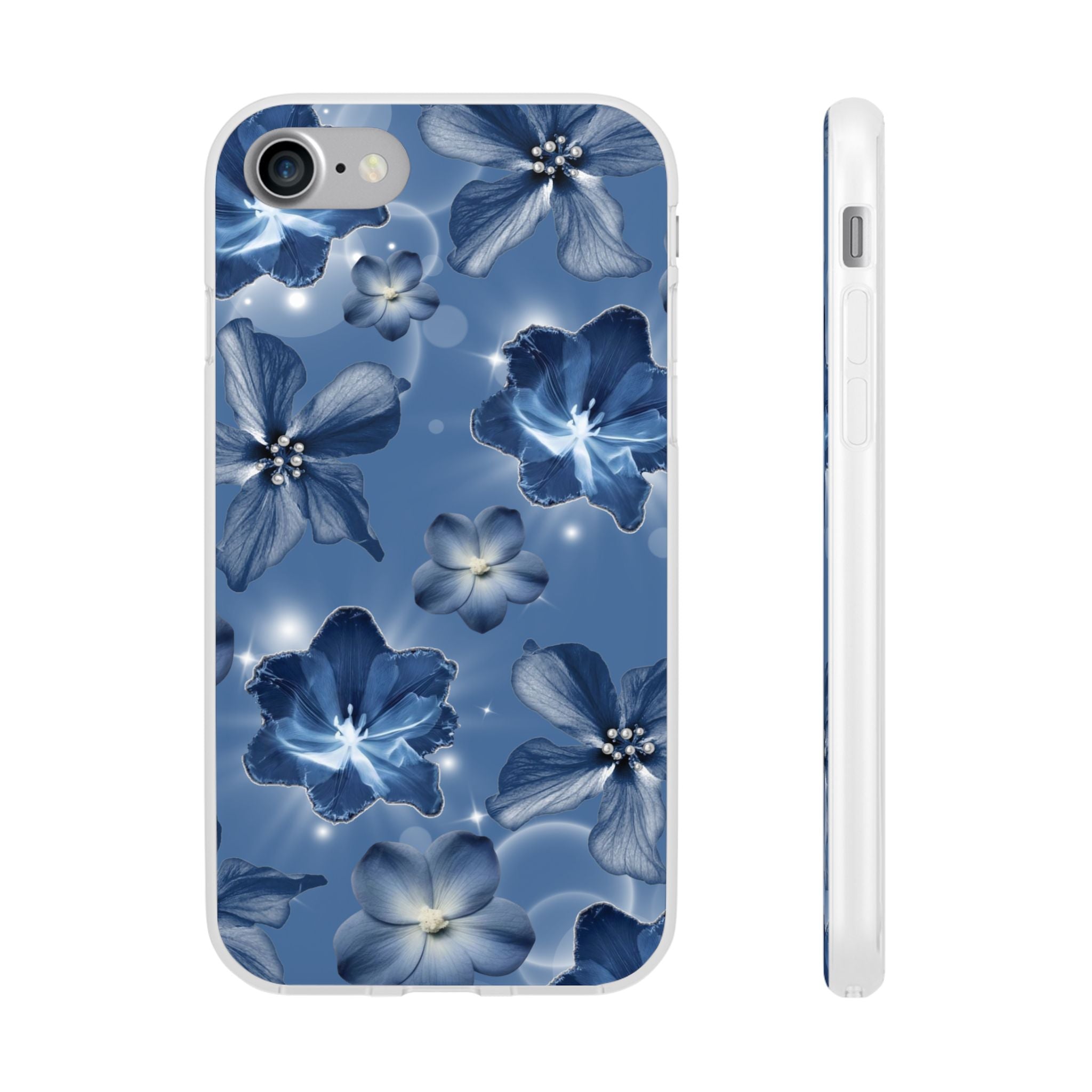 Blue Floral Phone Case — Soft Blue Blossoms Pattern for iPhone