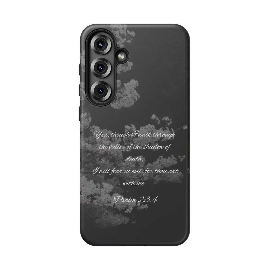 Bible Verse Phone Case — Psalm 23:4 Comfort Black Protective Cover