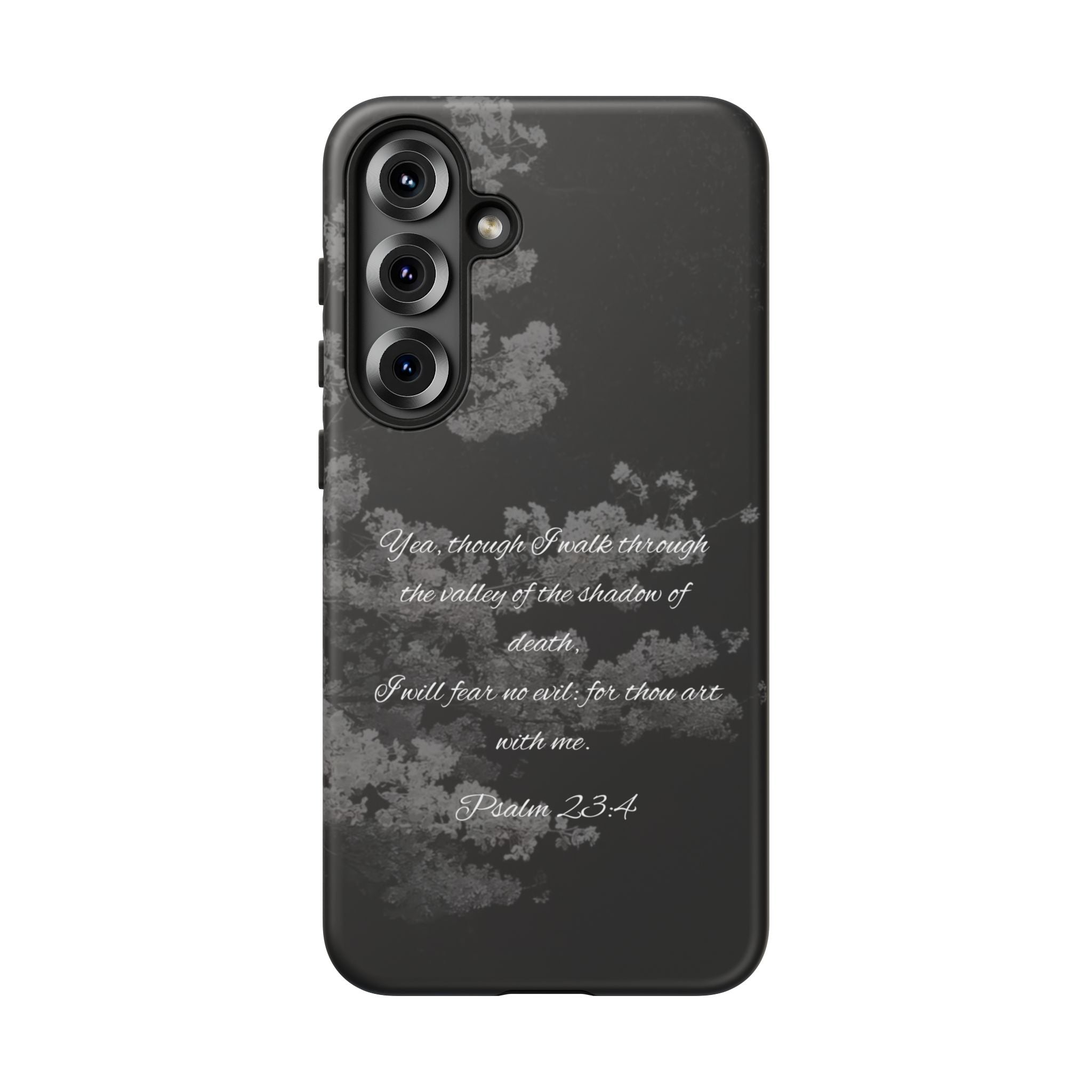 Bible Verse Phone Case — Psalm 23:4 Comfort Black Protective Cover