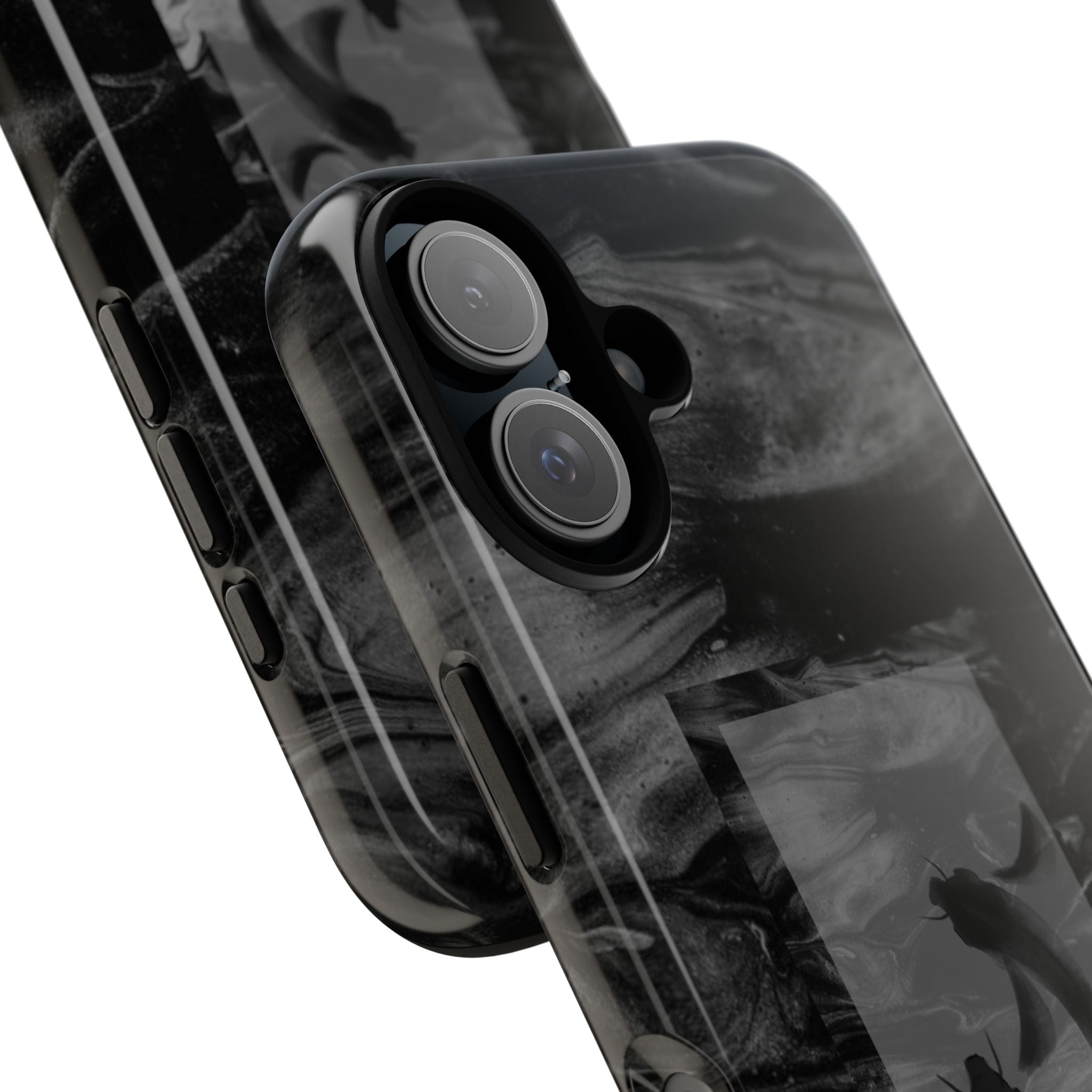 Koi Yin-Yang Marble Phone Case – Black Smoky Art Protection