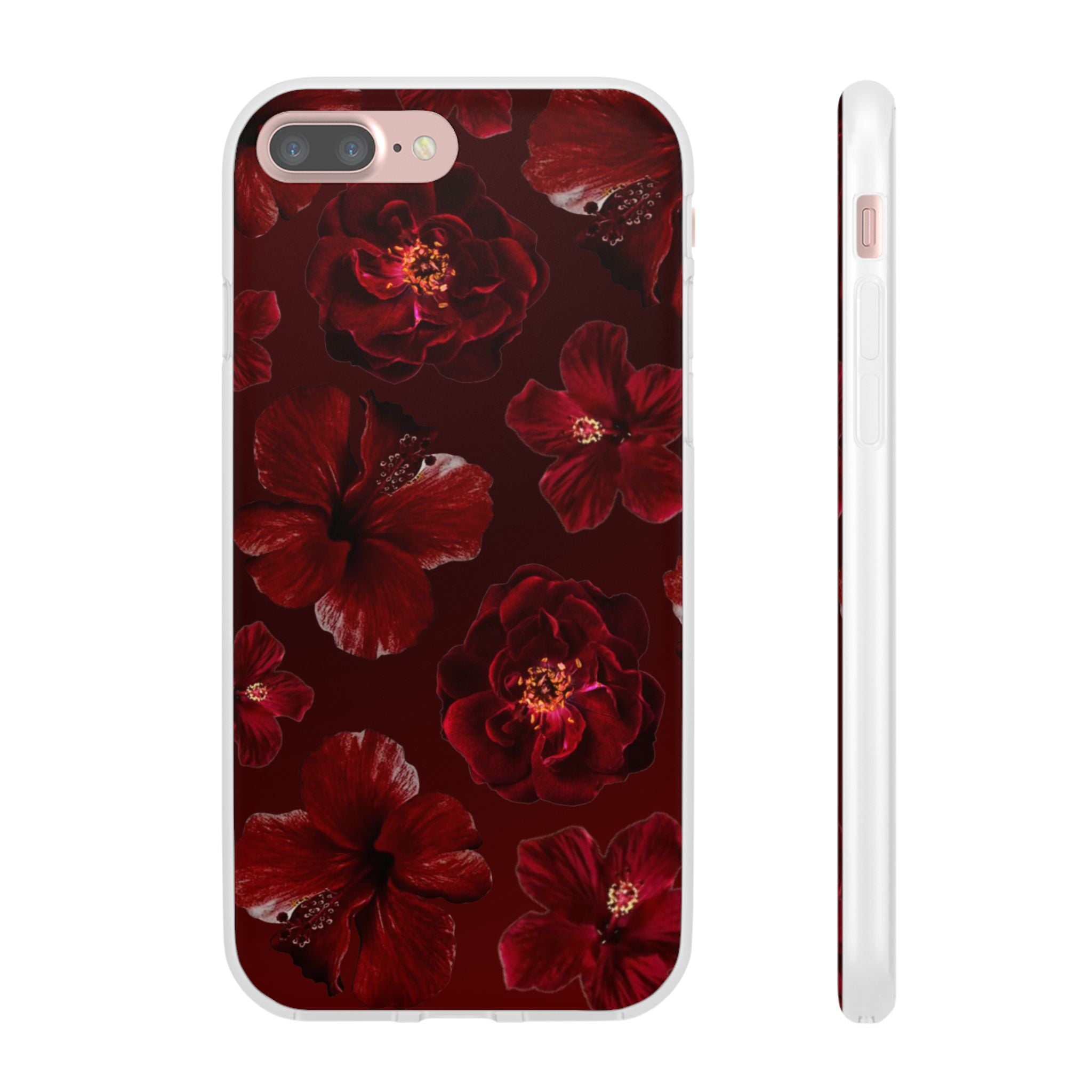 Red Floral Flexi Case — Dark Rose Phone Case