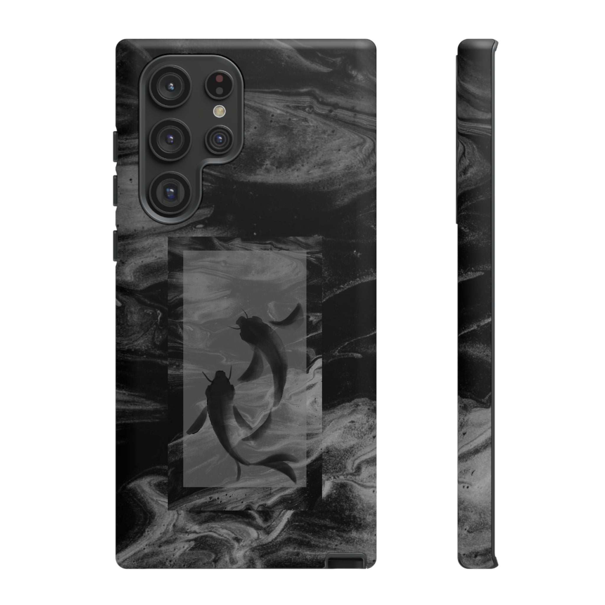 Koi Yin-Yang Marble Phone Case – Black Smoky Art Protection