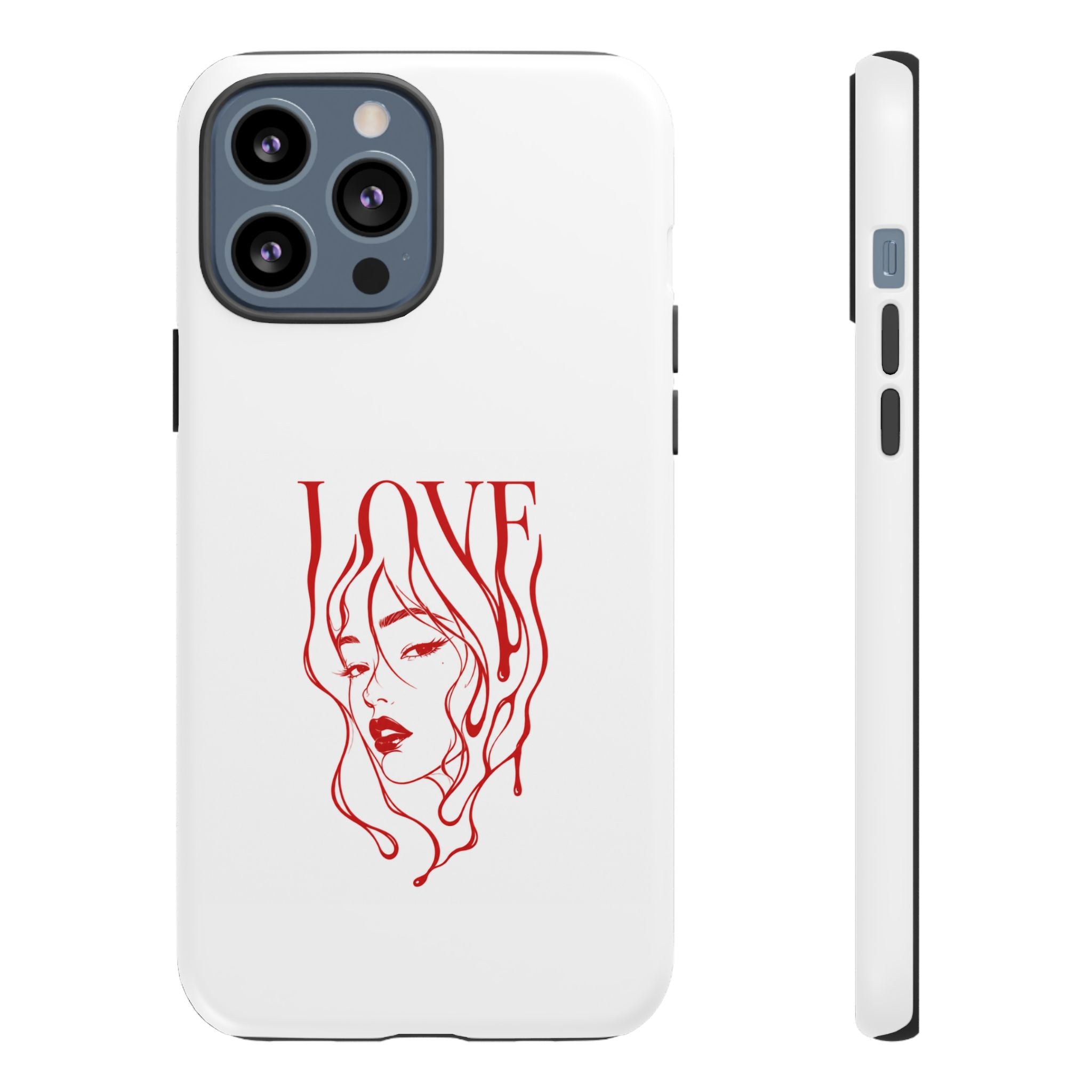 Red Line Art 'Love' Face Design - Tough Case