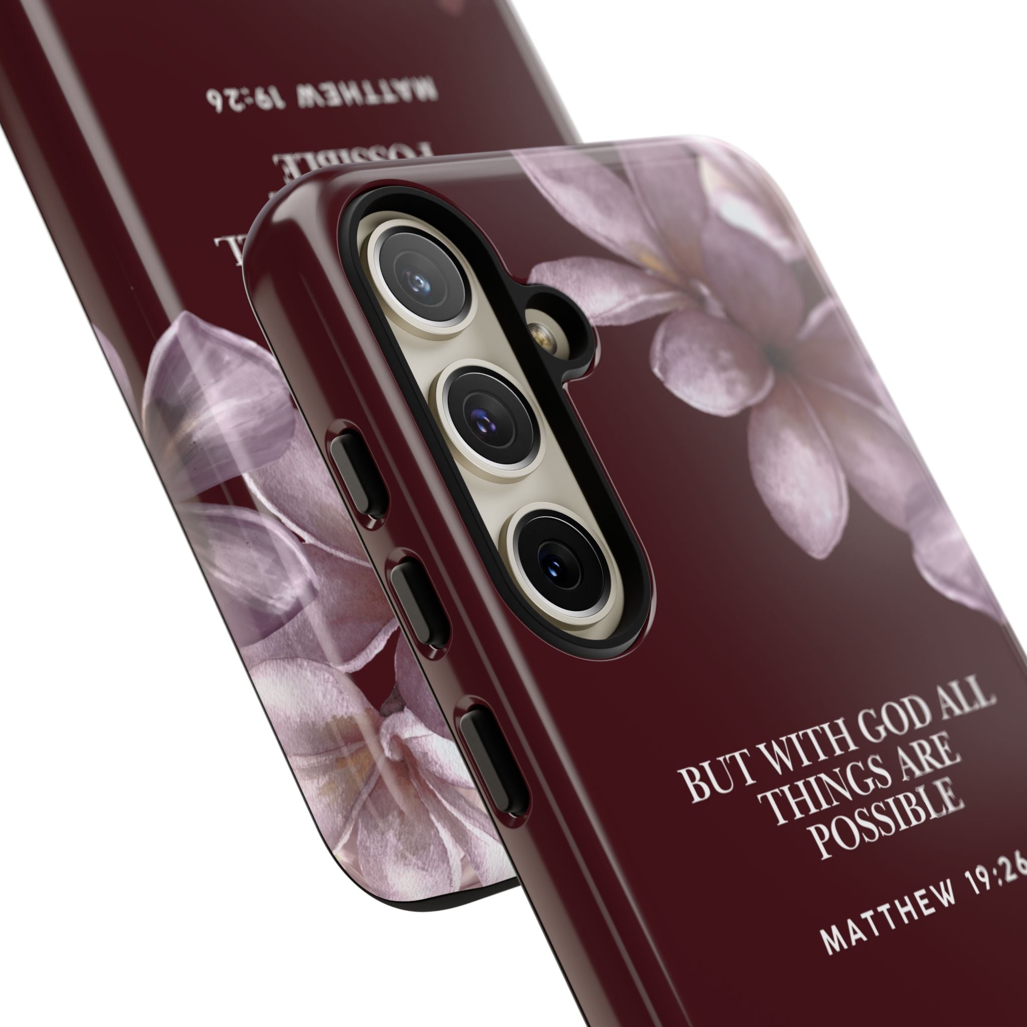 But With God All Things Are Possible — Floral Bible Verse Christian Tough Phone Case