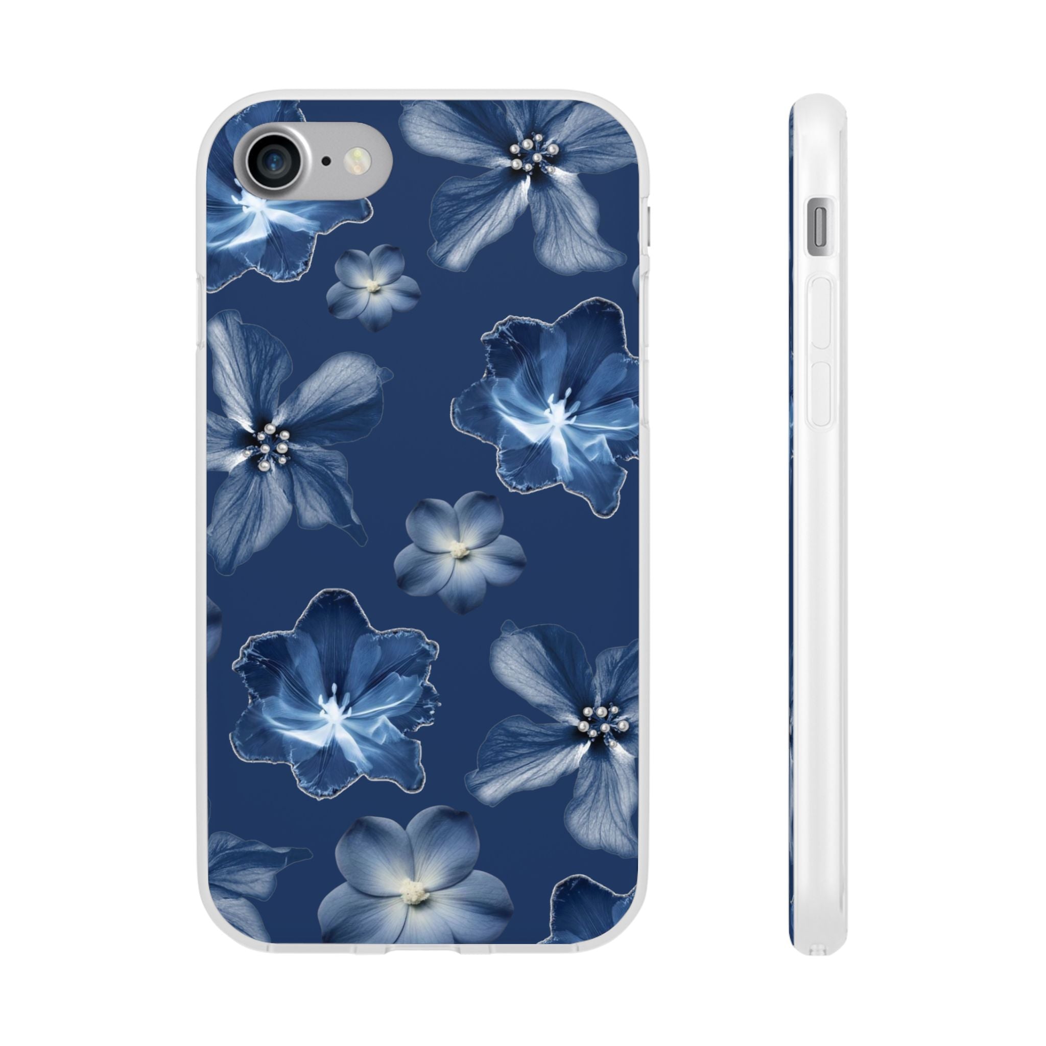 Floral Blue Phone Case — Navy Watercolor Blossom Flexi Case
