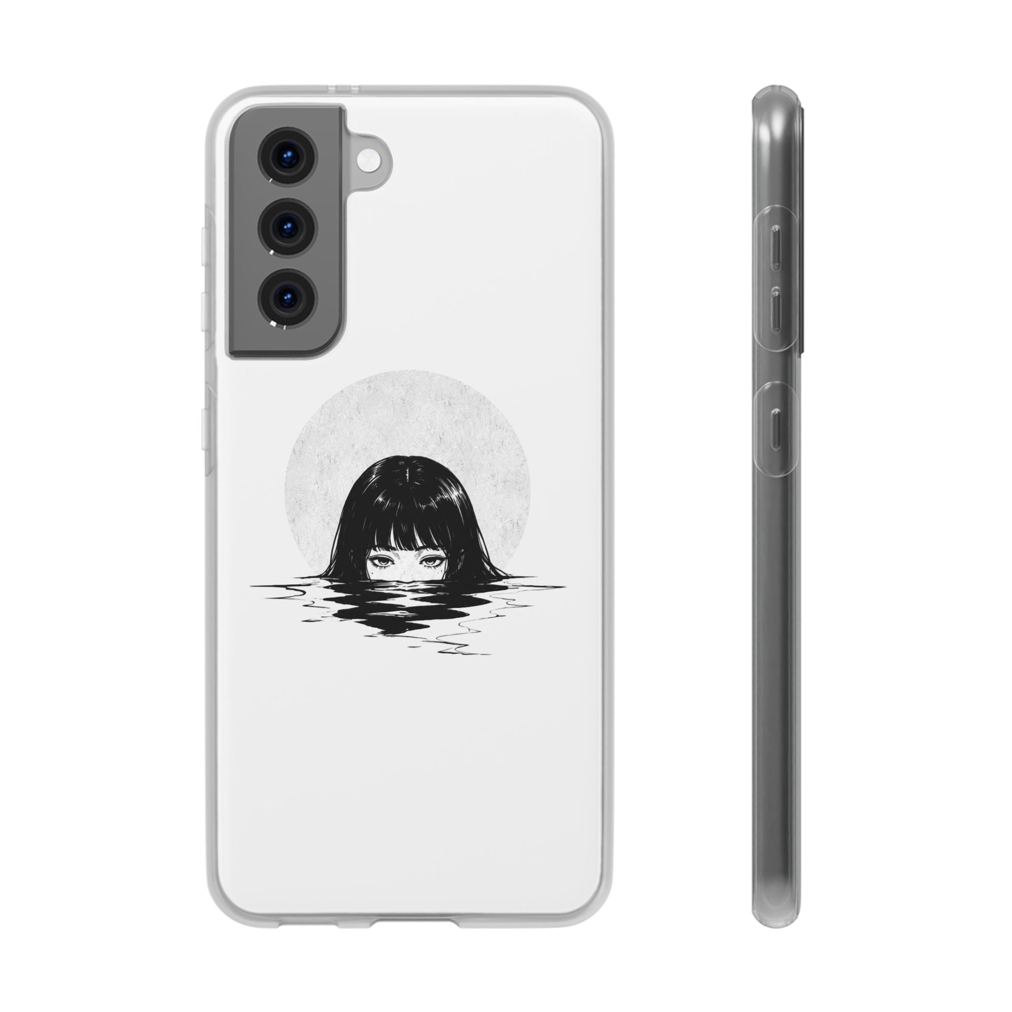 Minimalist Creepy Girl Moon Design