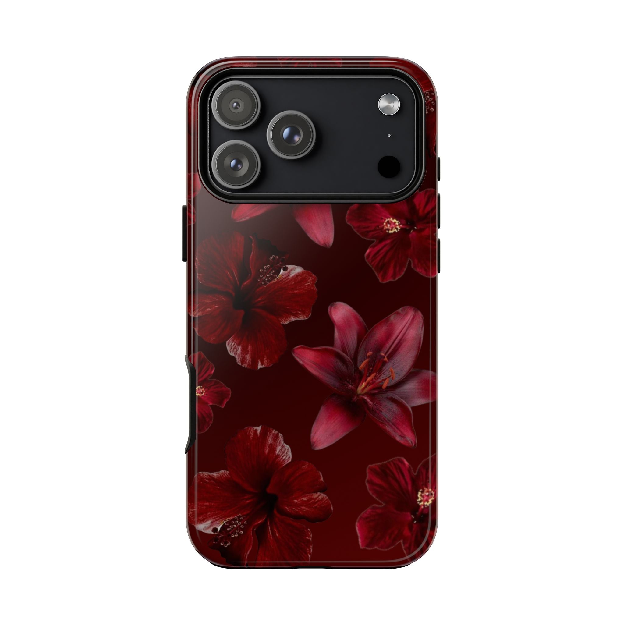 Tough Cases - Dark Red Floral Phone Case