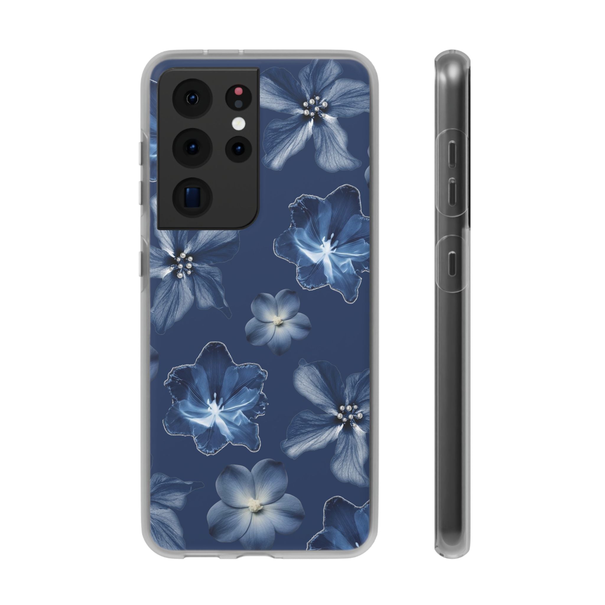 Floral Blue Phone Case — Navy Watercolor Blossom Flexi Case