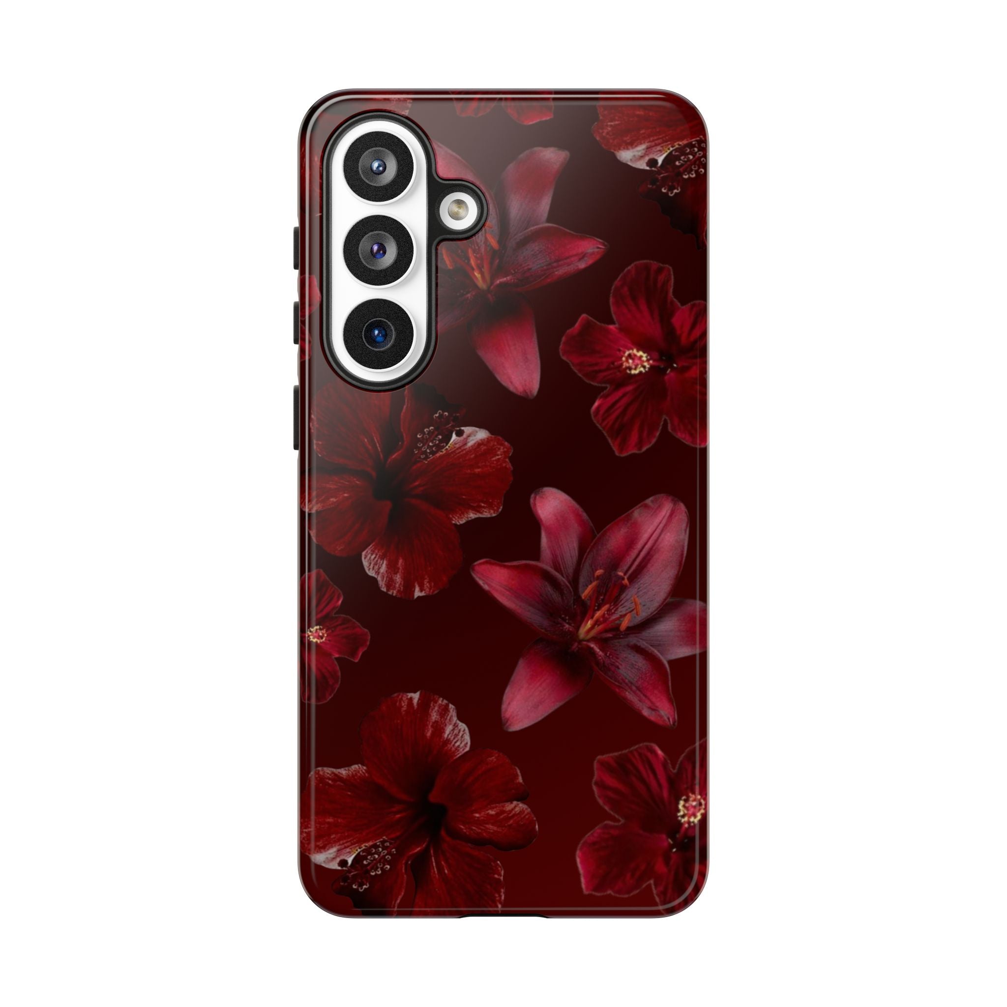 Tough Cases - Dark Red Floral Phone Case