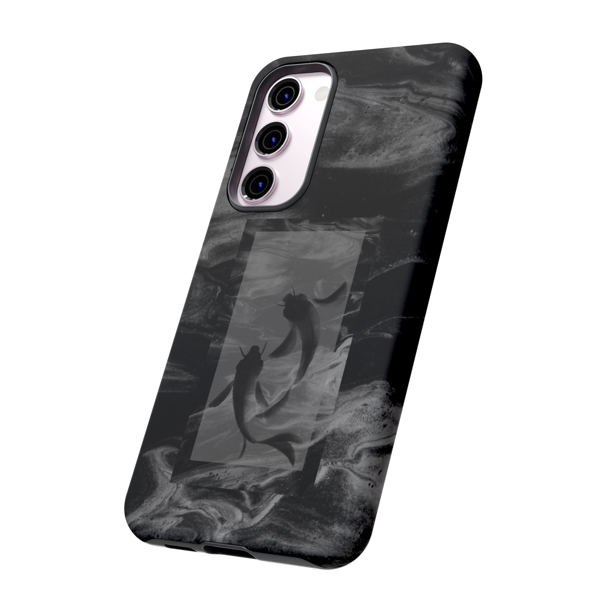 Koi Yin-Yang Marble Phone Case – Black Smoky Art Protection