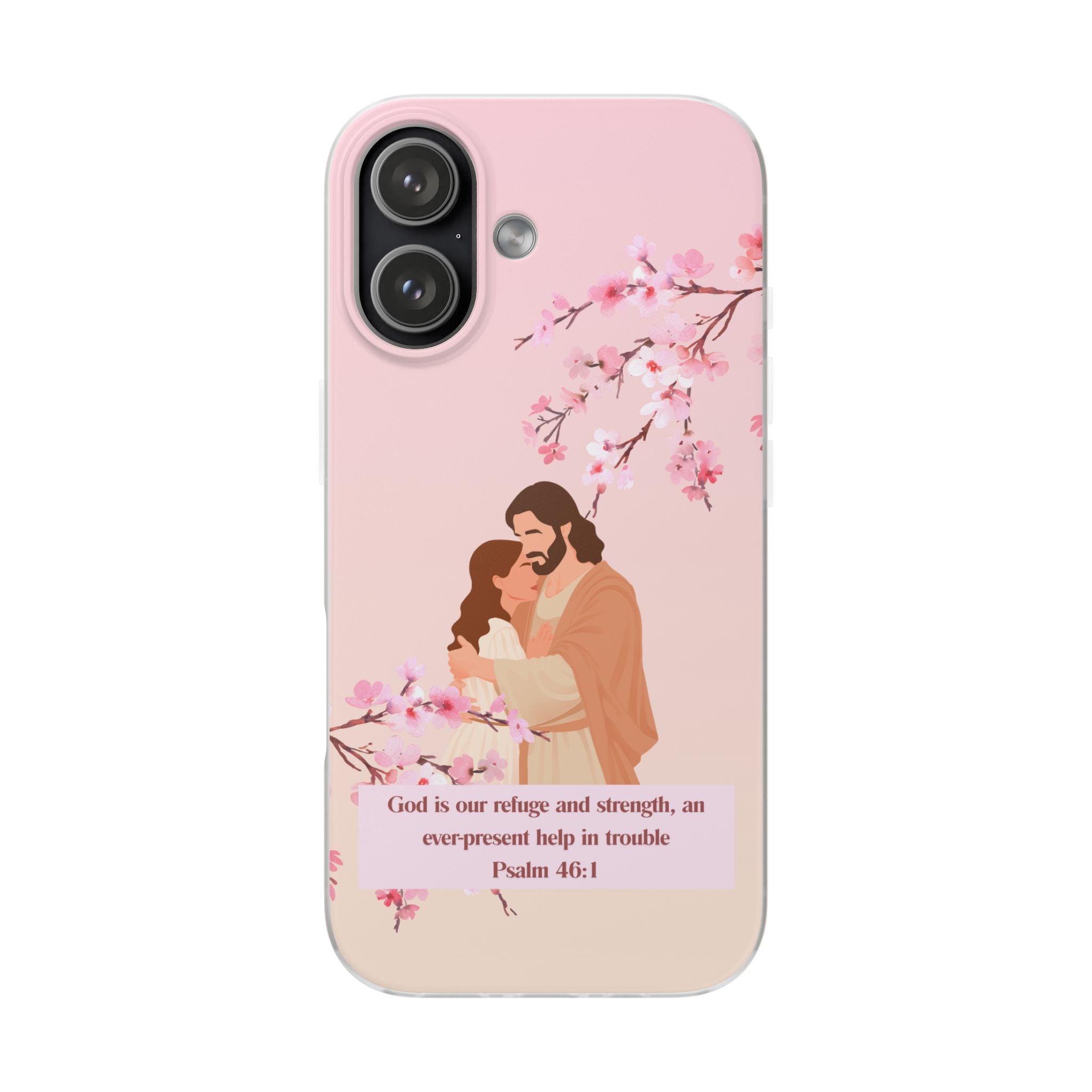 God Is Our Refuge – Psalm 46:1 Cherry Blossom Christian Flexi Phone Case