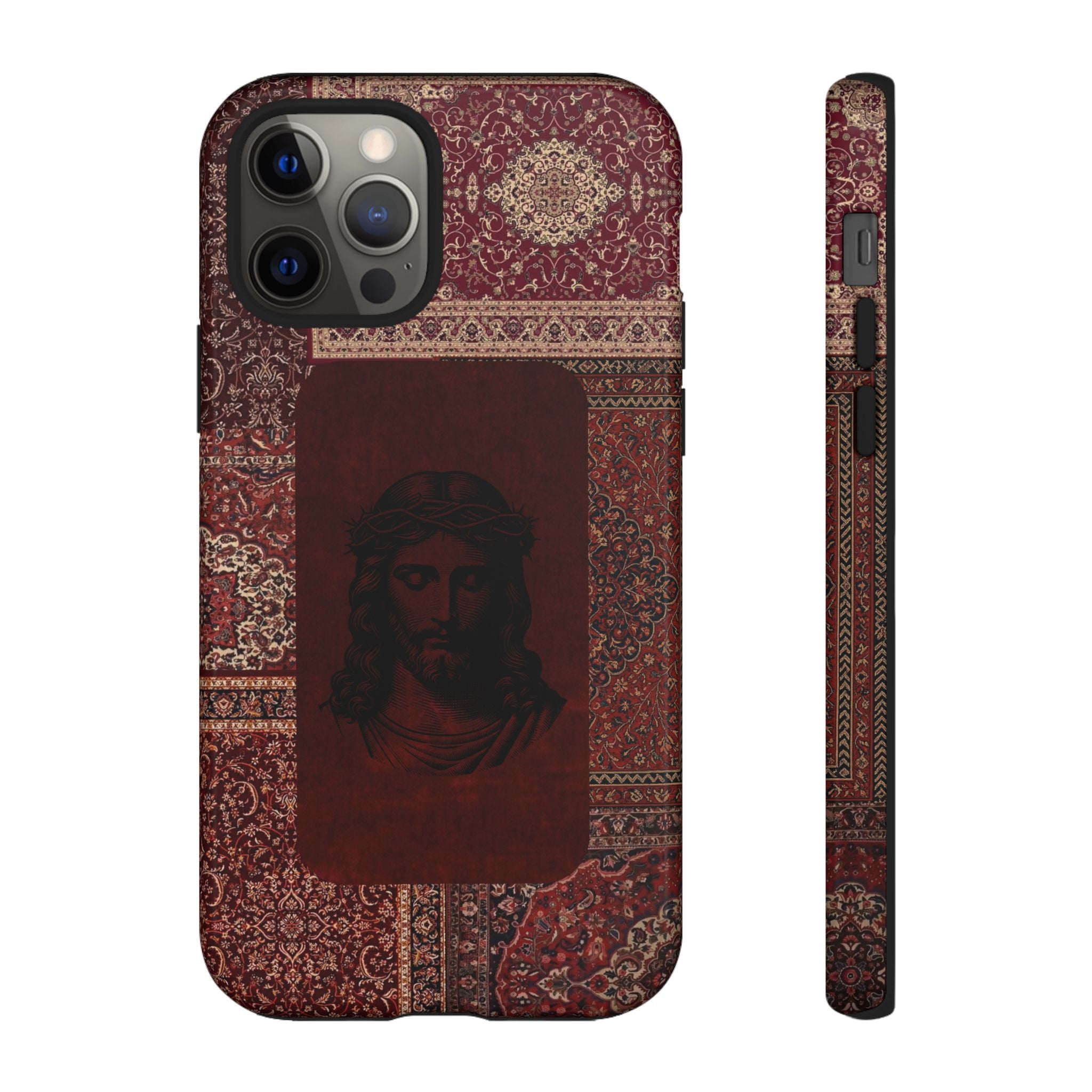 Religious Vintage Rug Phone Case — Jesus Portrait Tough Case