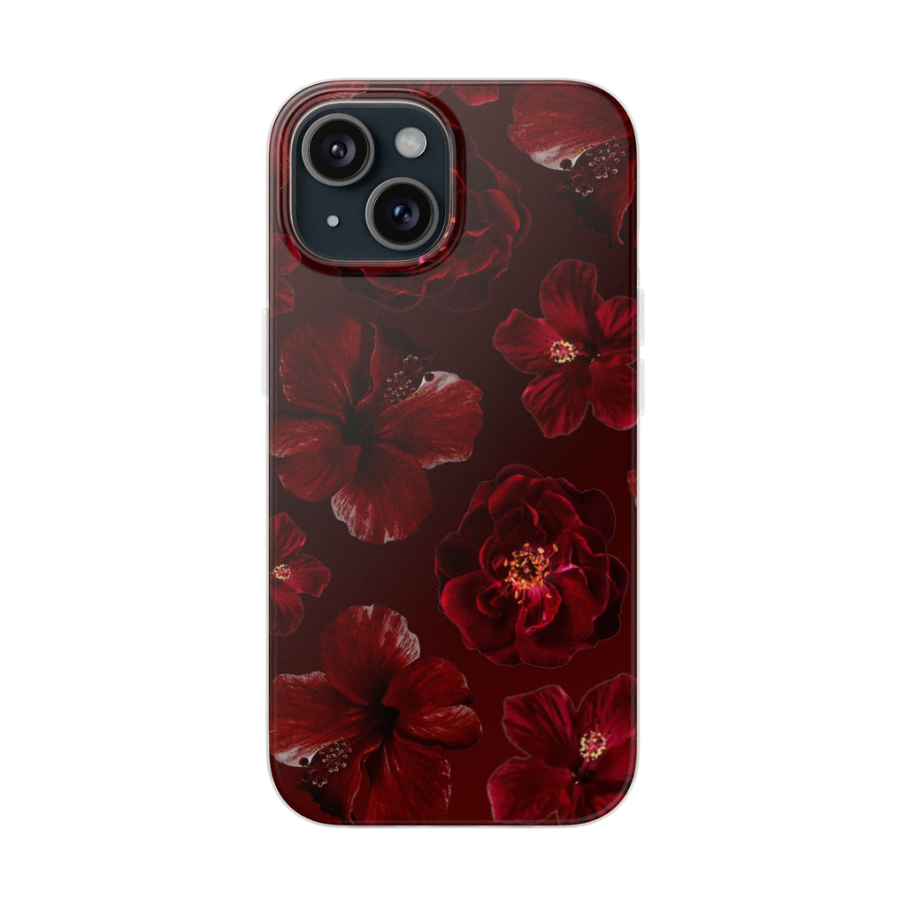 Red Floral Flexi Case — Dark Rose Phone Case