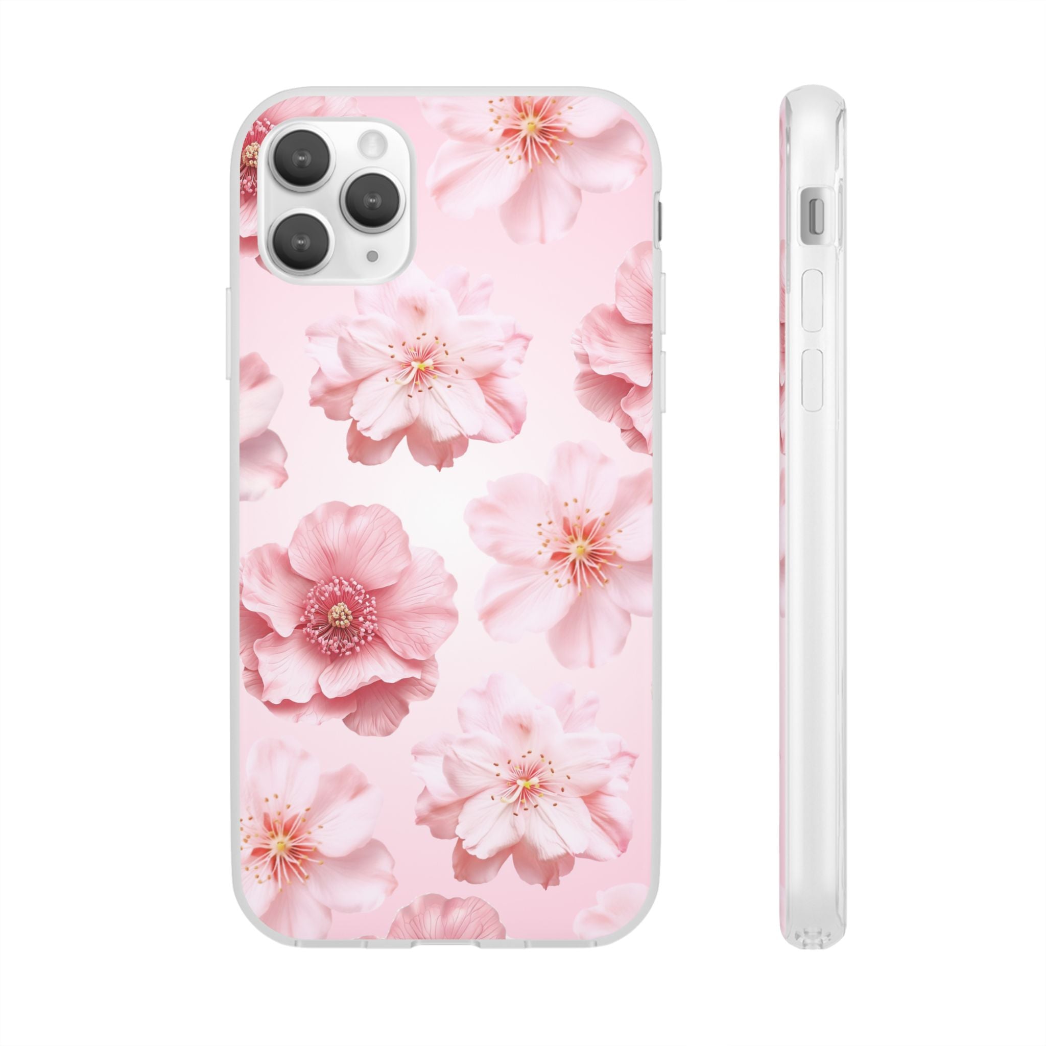 Pink Cherry Blossom Phone Case — Floral Slim Flexi Case for iPhone