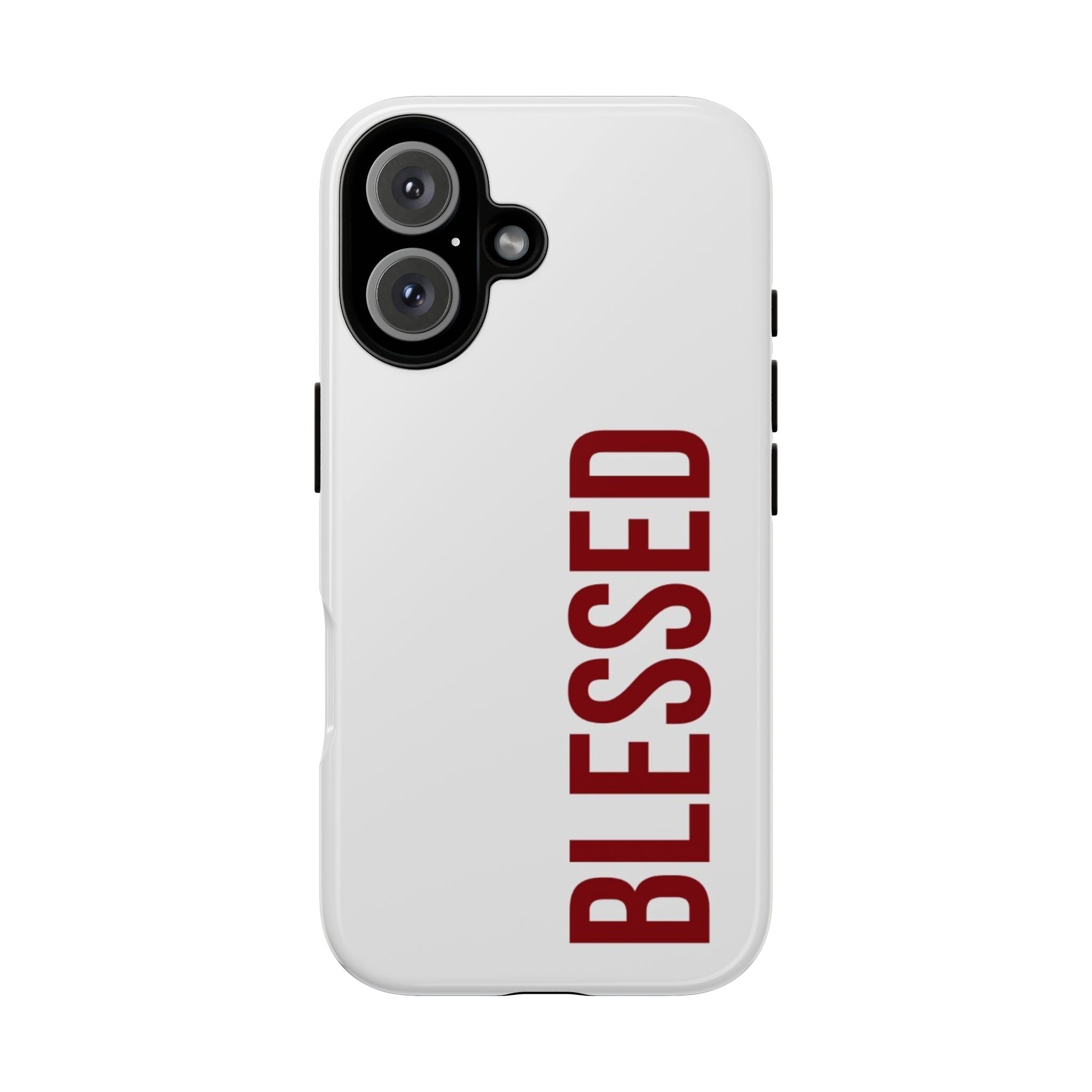 Blessed Vertical Phone Case — Protective Slim iPhone Cover with Red 'BLESSED' Text