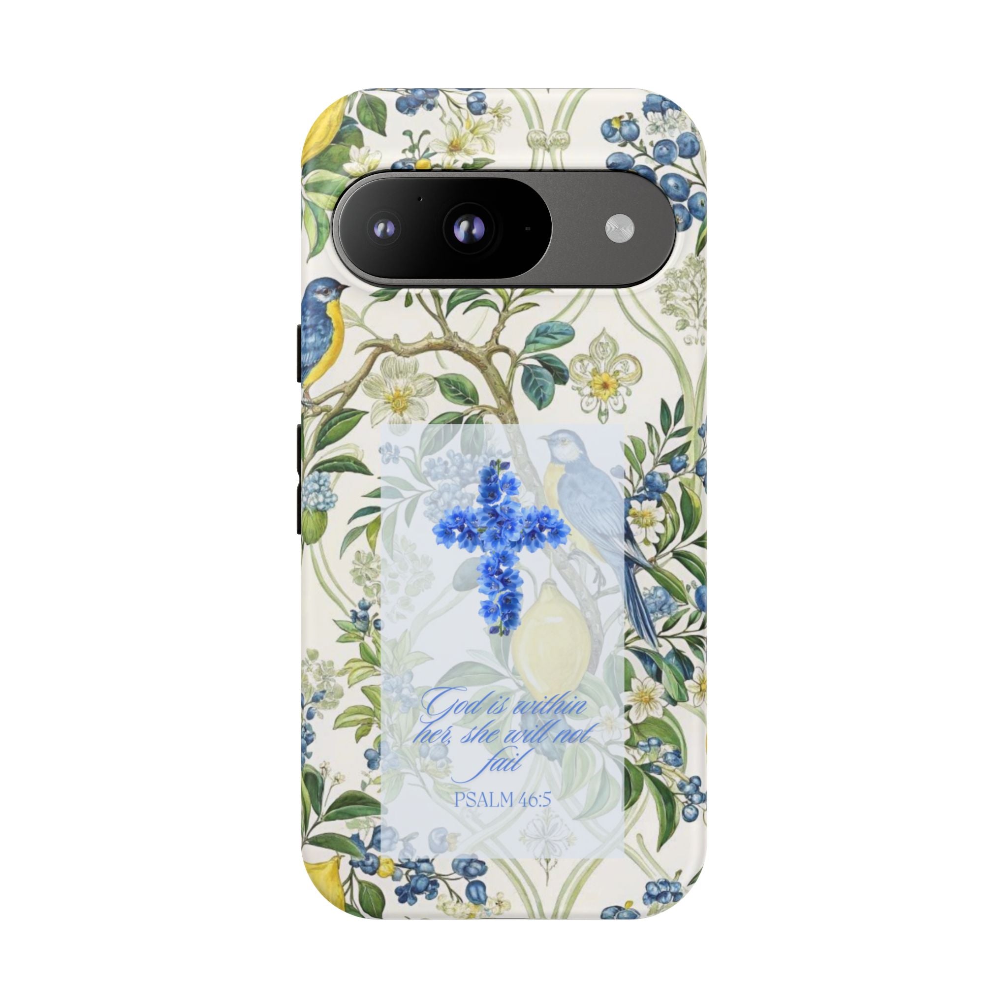 Floral Cross Tough Phone Case — Psalms Blessing Protective Cover