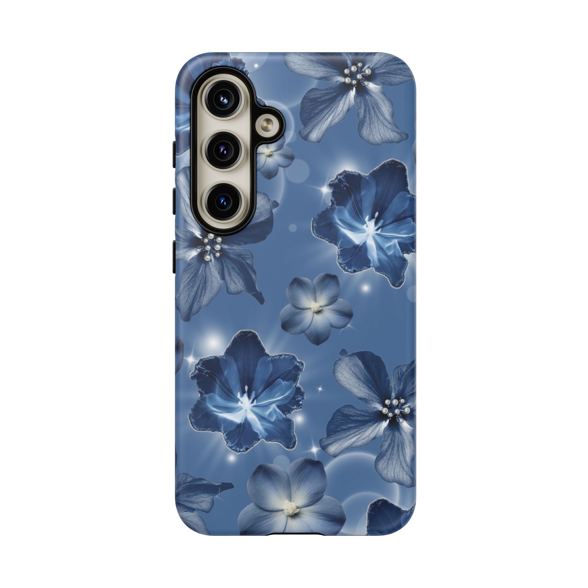 Blue Floral Tough Phone Case — Protective Blossom Design