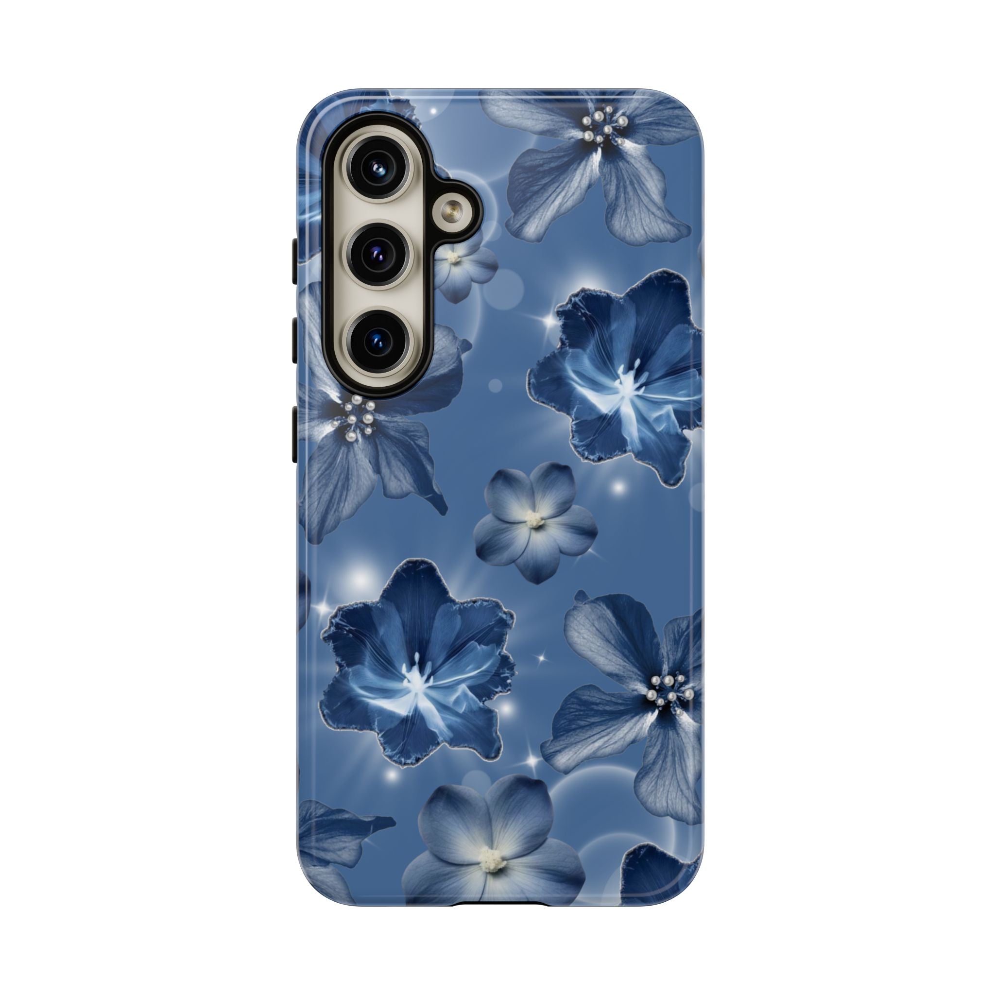 Blue Floral Tough Phone Case — Protective Blossom Design
