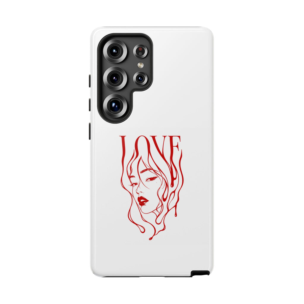 Red Line Art 'Love' Face Design - Tough Case