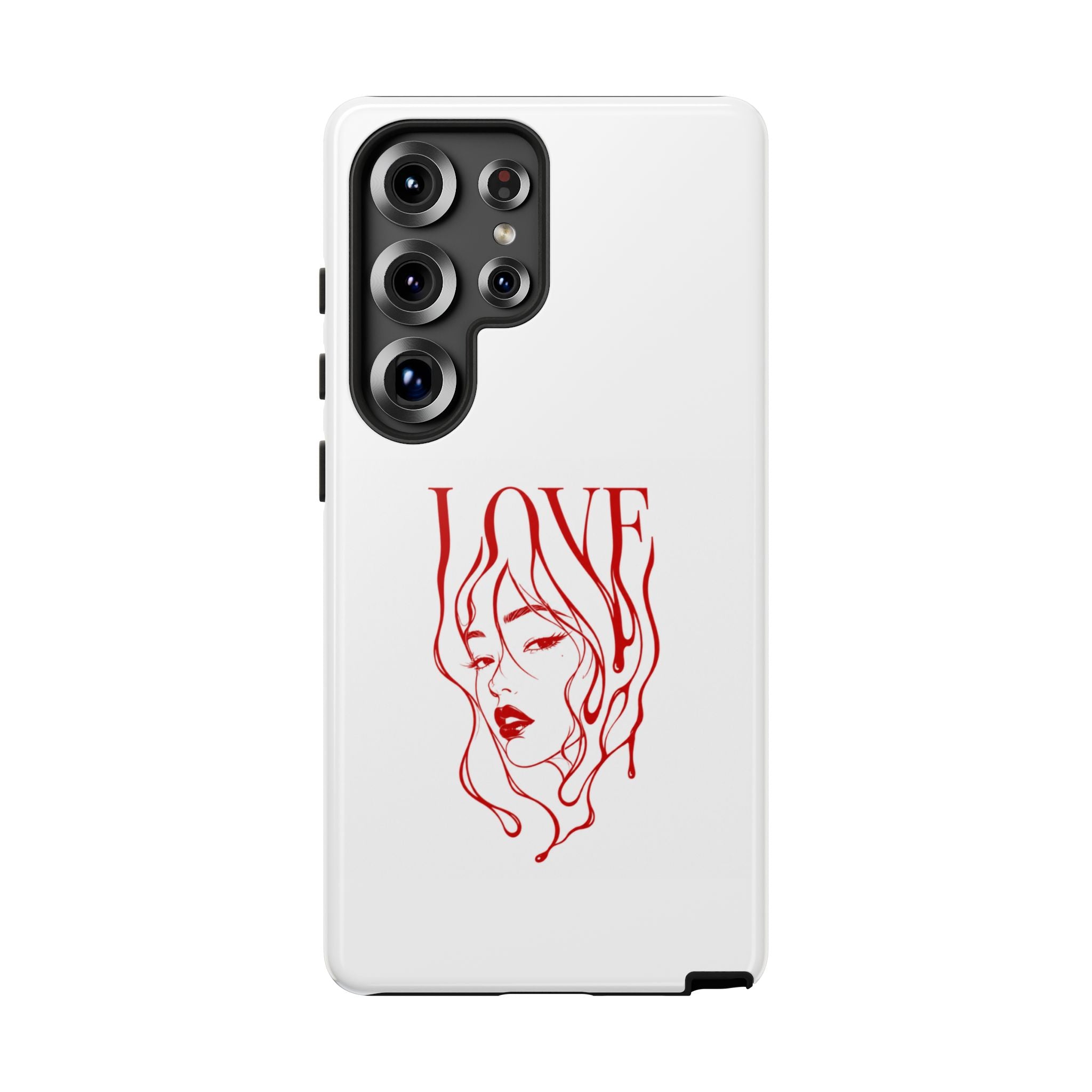 Red Line Art 'Love' Face Design - Tough Case