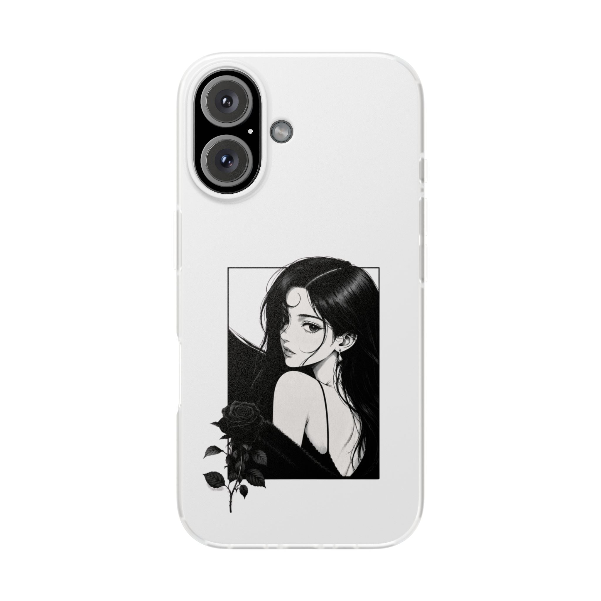 Anime Girl Noir Black Rose Illustration Flexi Case
