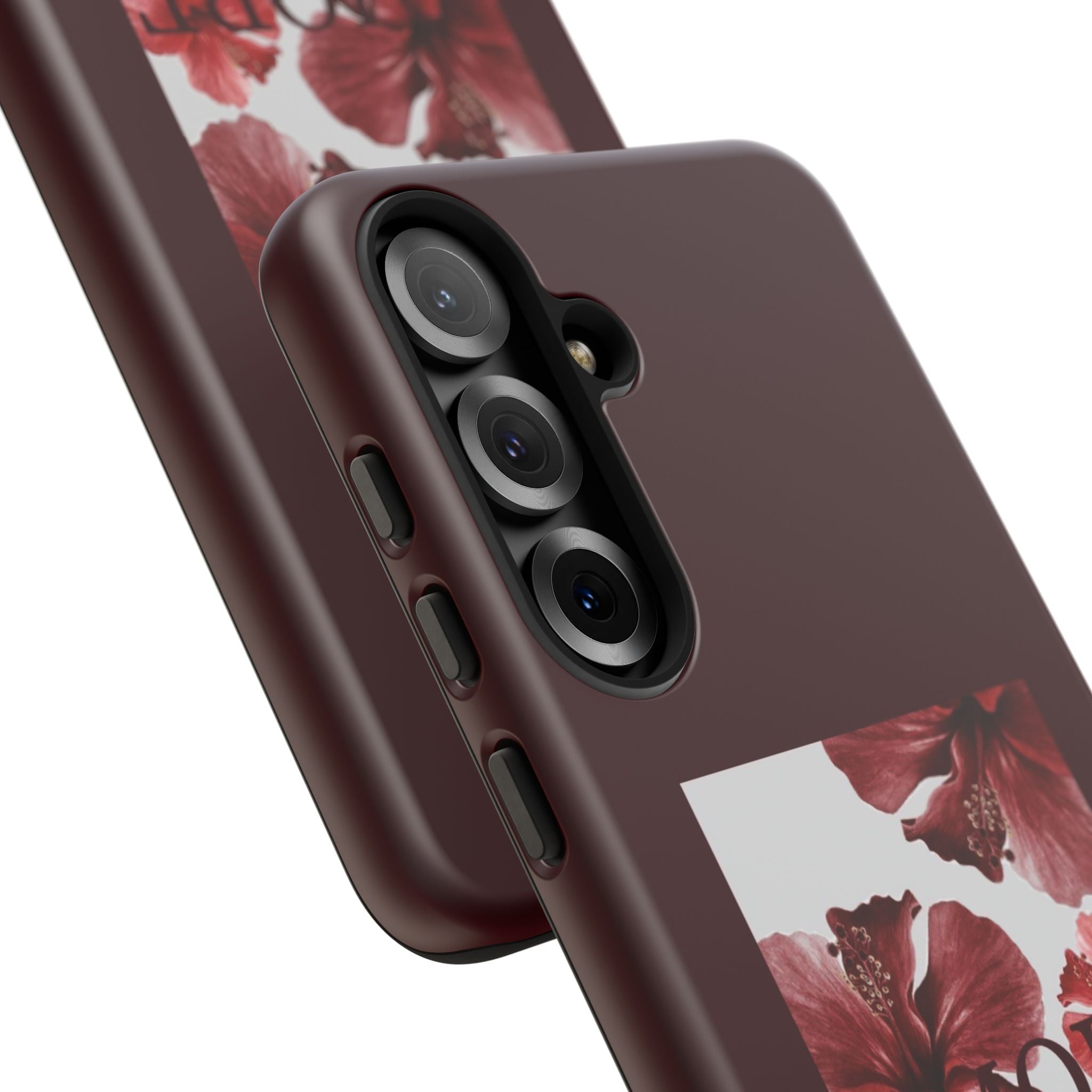 Amore Floral Phone Case — Burgundy Tough Protective Cover