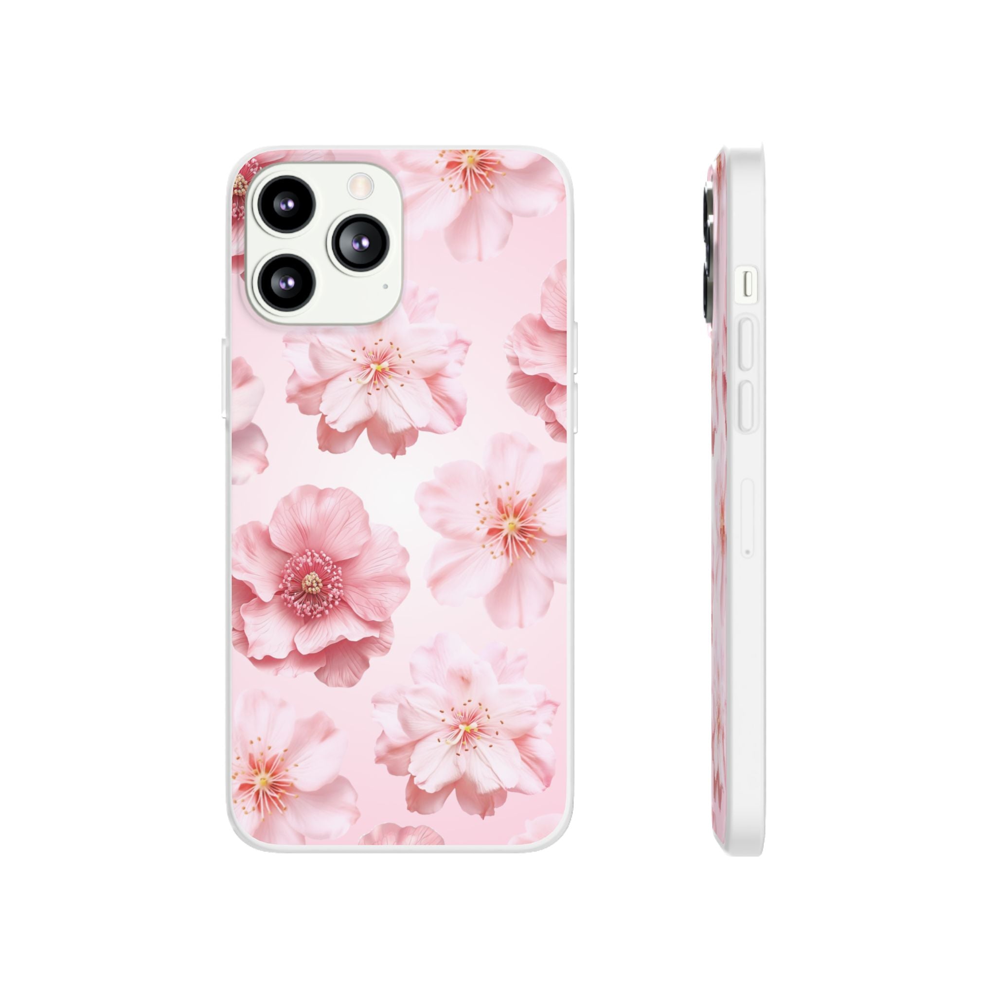 Pink Cherry Blossom Phone Case — Floral Slim Flexi Case for iPhone