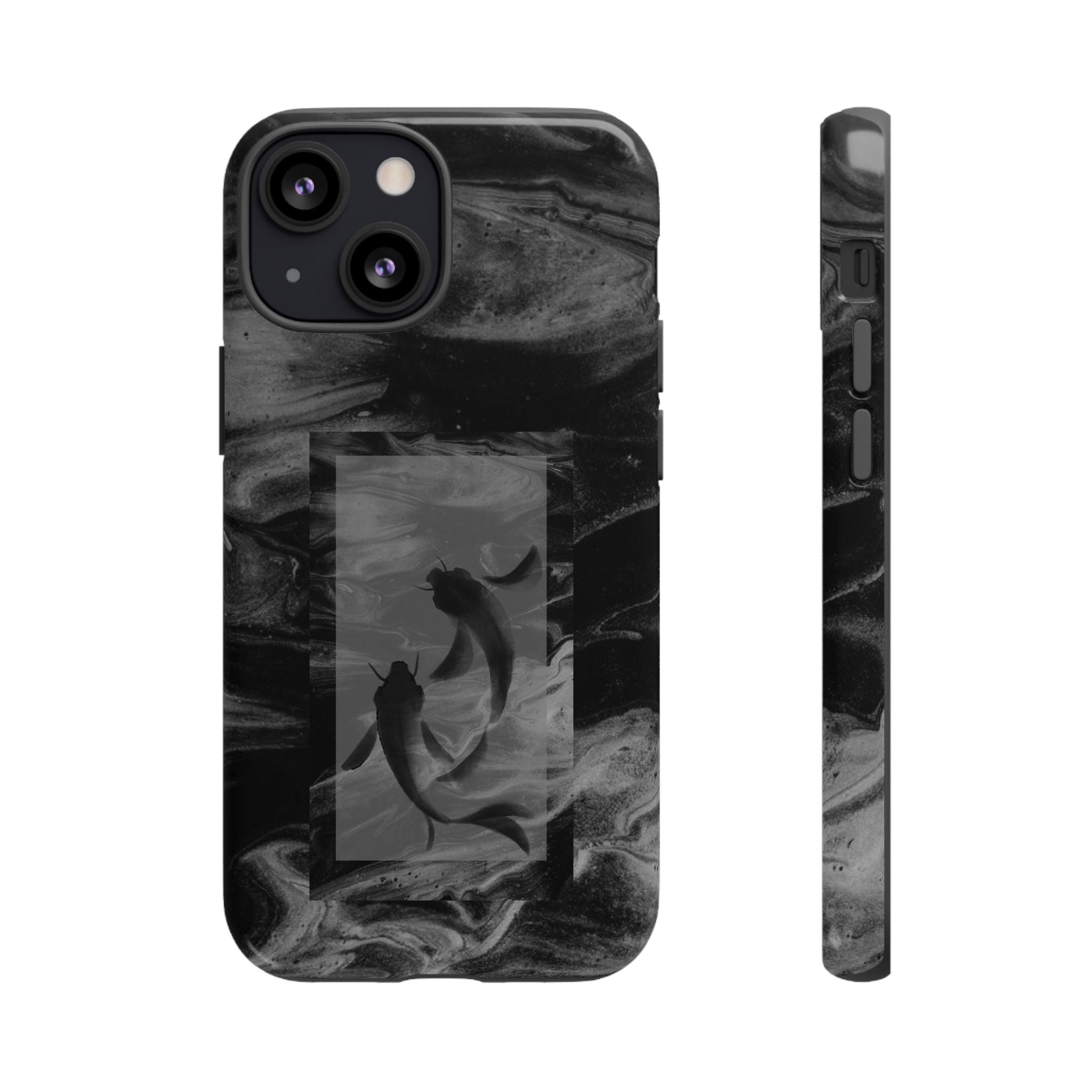 Koi Yin-Yang Marble Phone Case – Black Smoky Art Protection