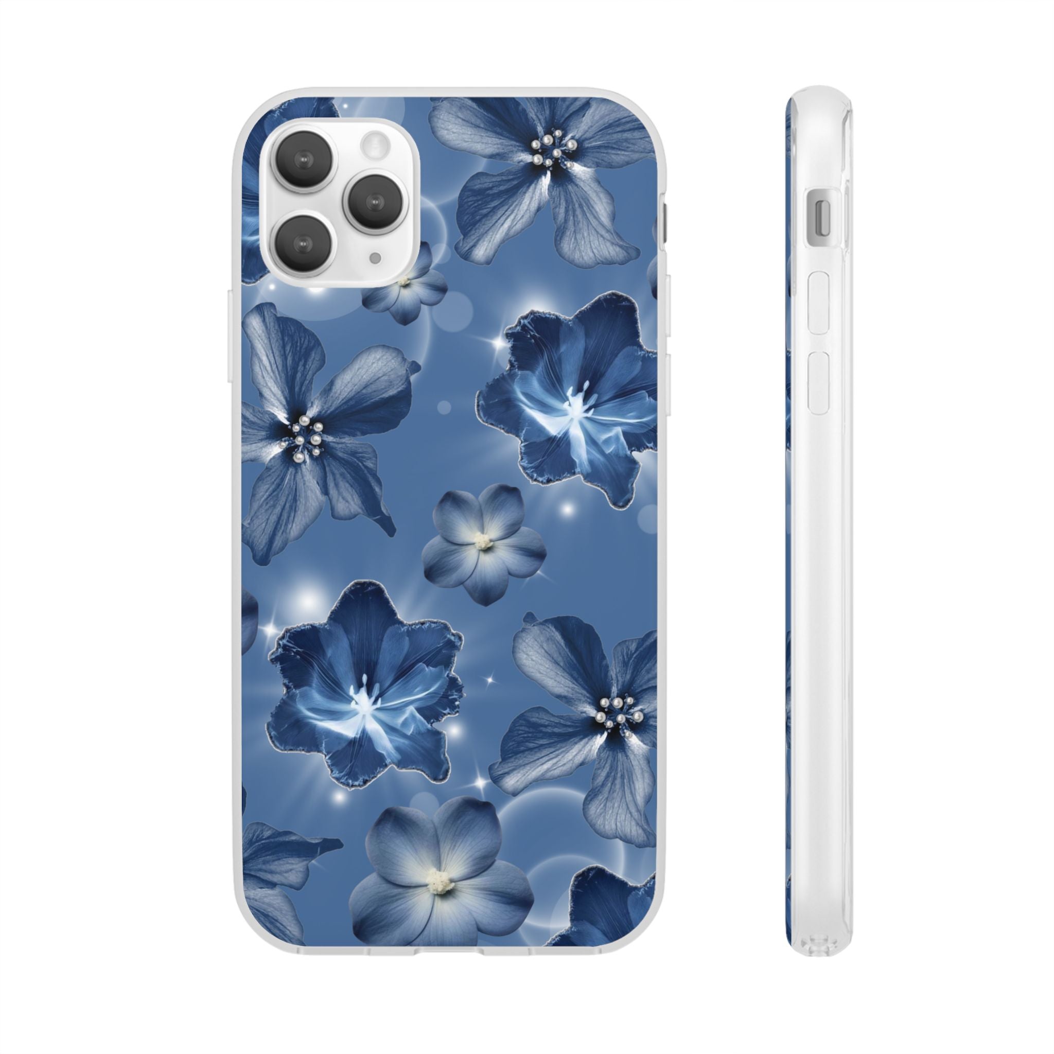 Blue Floral Phone Case — Soft Blue Blossoms Pattern for iPhone