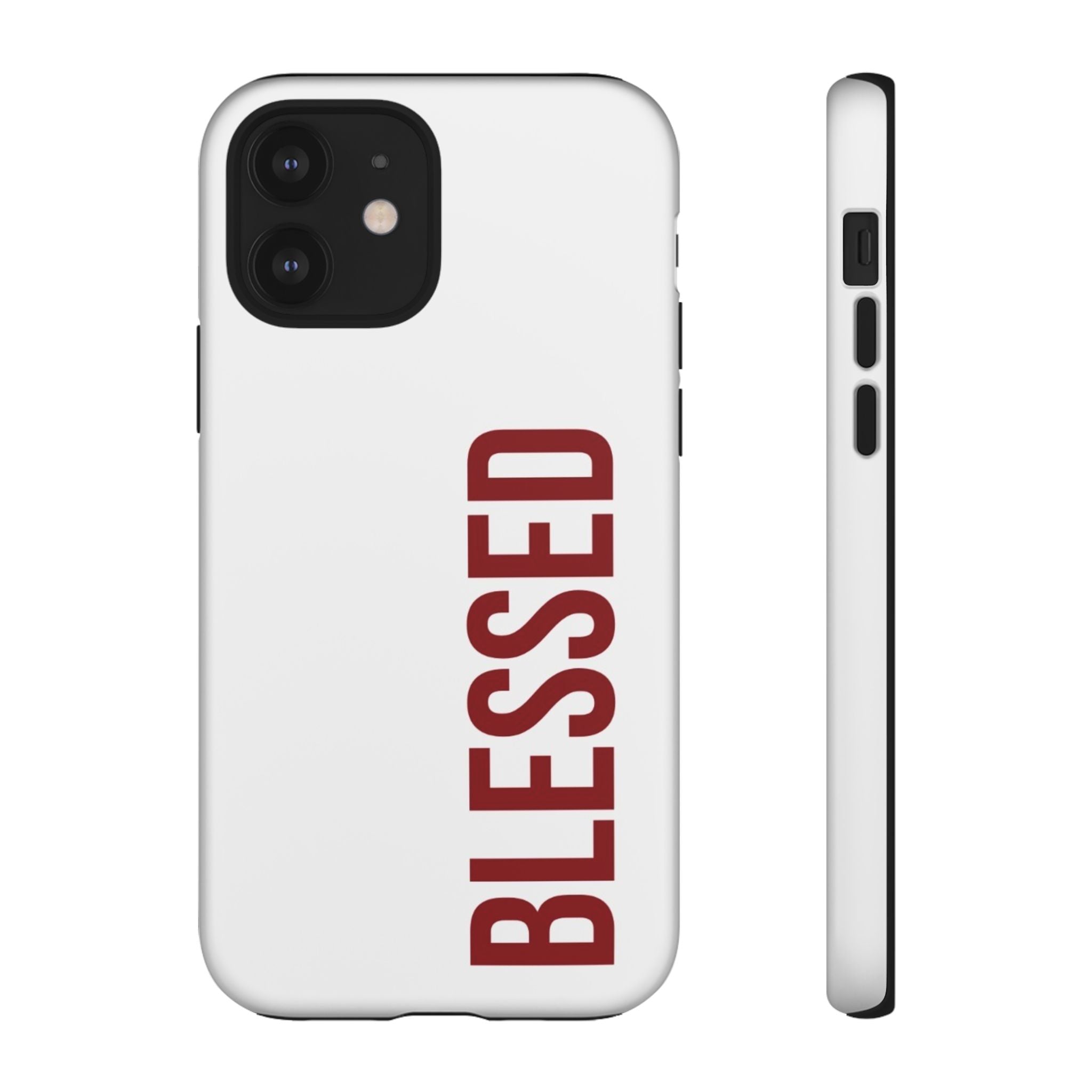Blessed Vertical Phone Case — Protective Slim iPhone Cover with Red 'BLESSED' Text