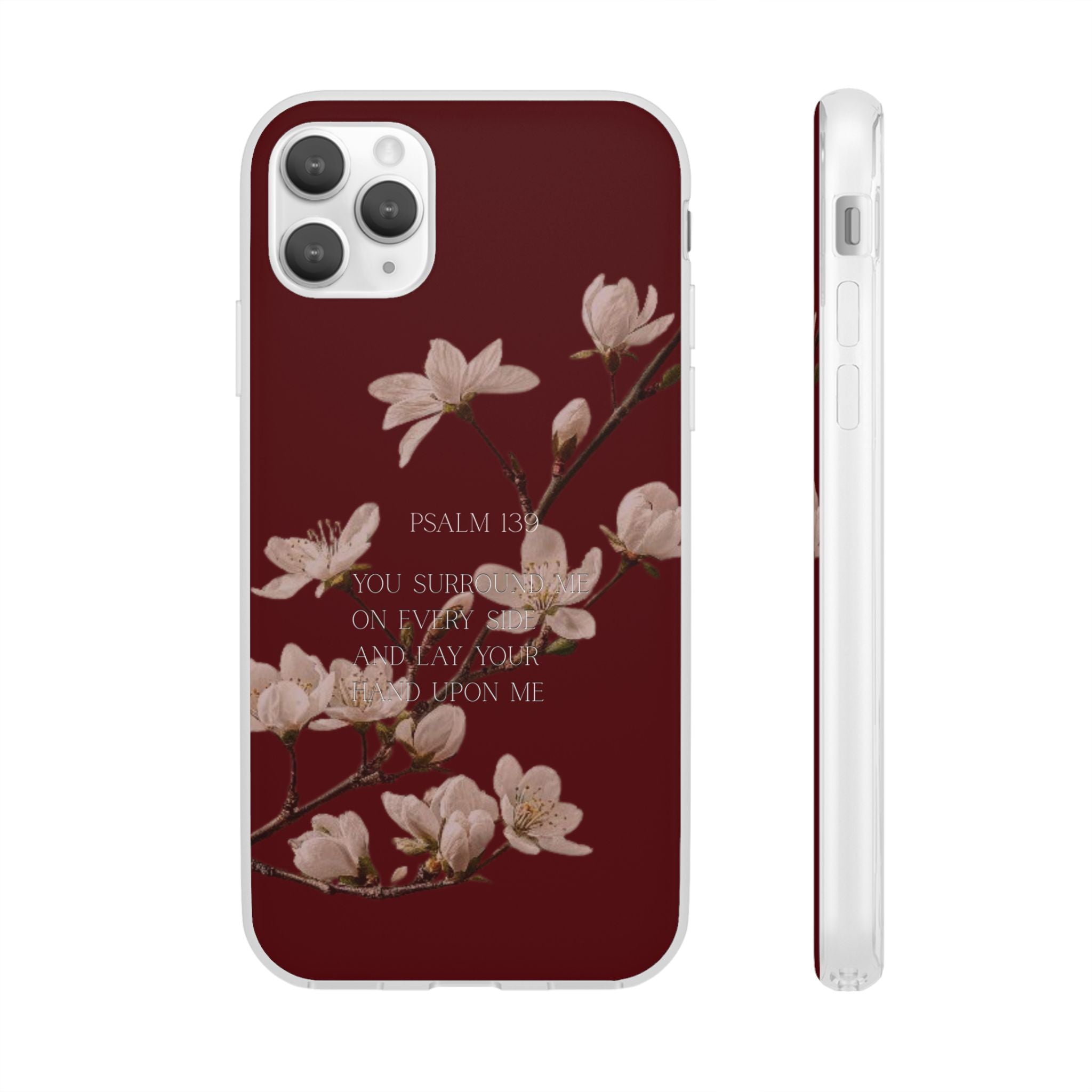 Floral Psalm Phone Case — Psalm 139 Scripture Cherry Blossom iPhone Cover