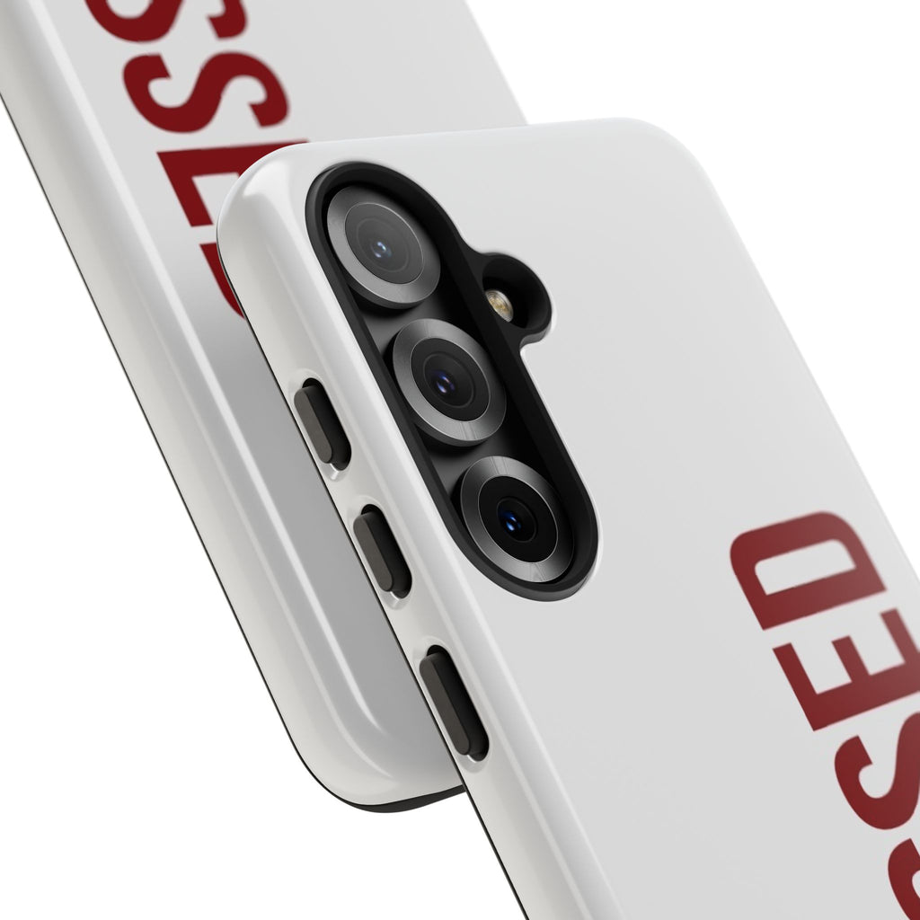 Blessed Vertical Phone Case — Protective Slim iPhone Cover with Red 'BLESSED' Text