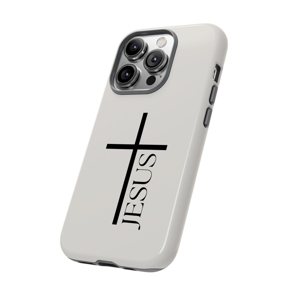 Christian Cross Phone Case - JESUS Vertical Minimalist iPhone Cover