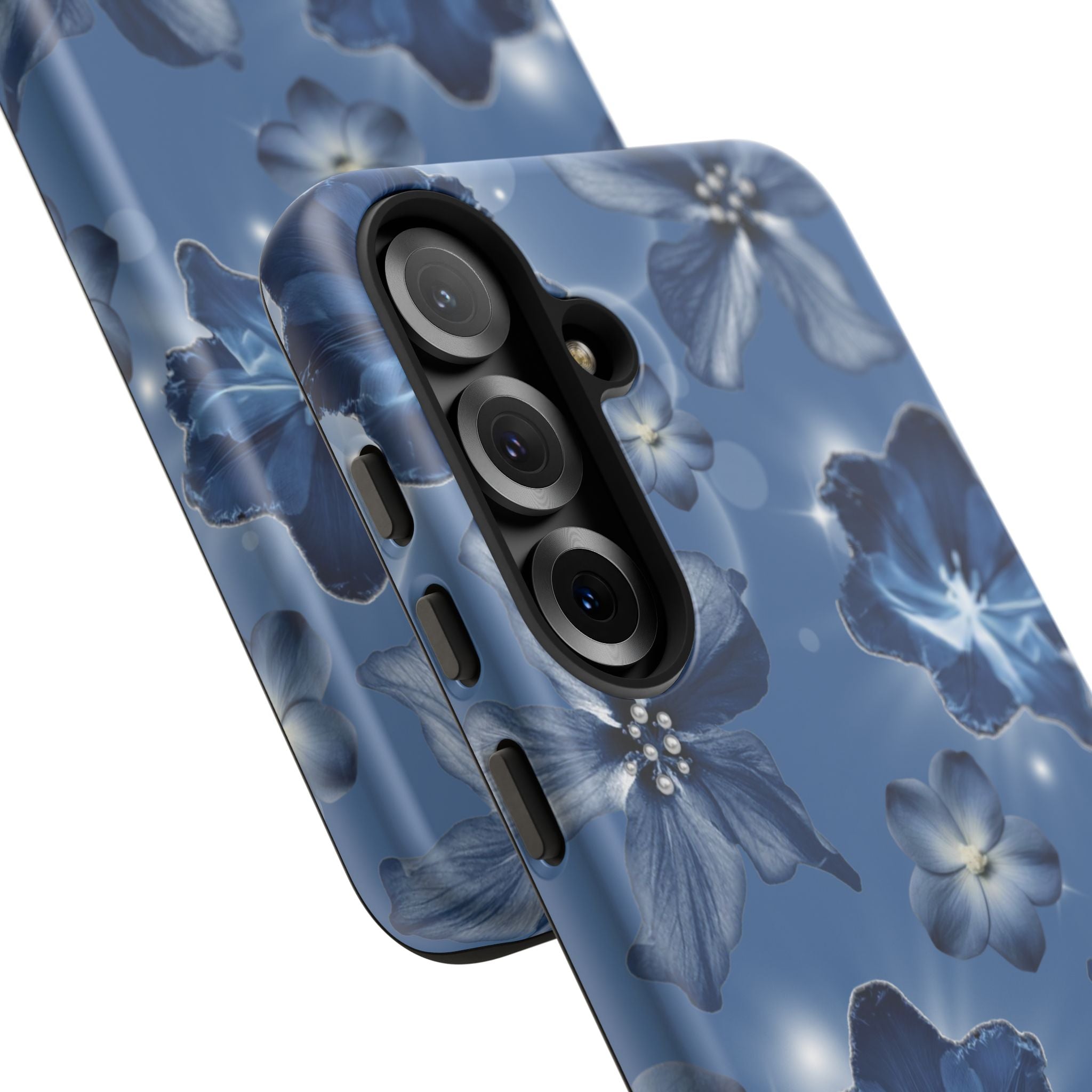Blue Floral Tough Phone Case — Protective Blossom Design