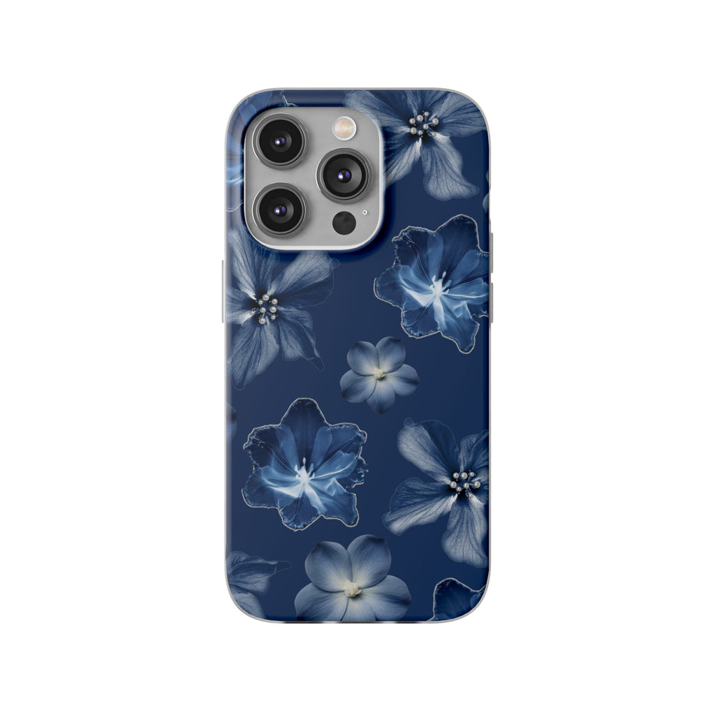 Floral Blue Phone Case — Navy Watercolor Blossom Flexi Case