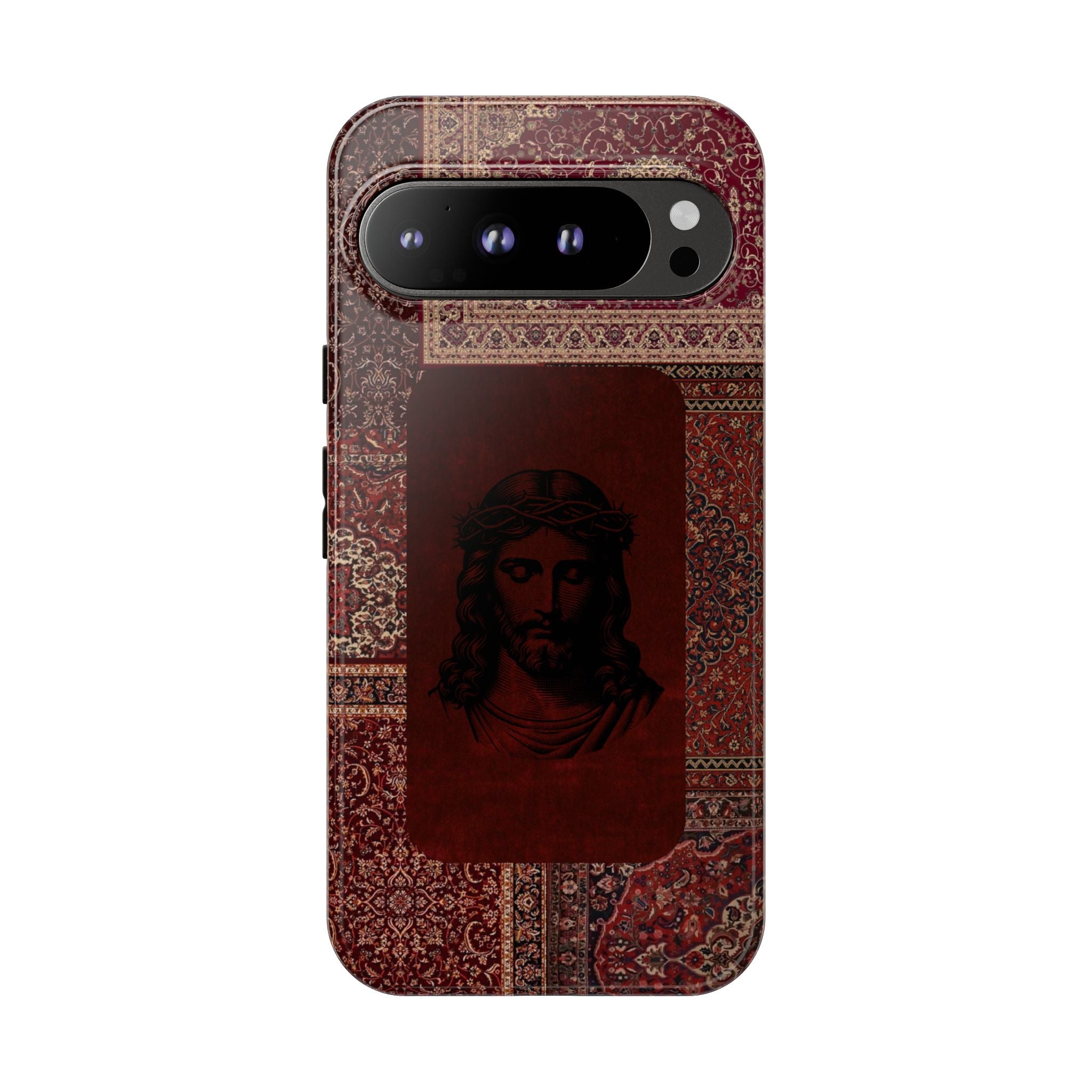 Religious Vintage Rug Phone Case — Jesus Portrait Tough Case