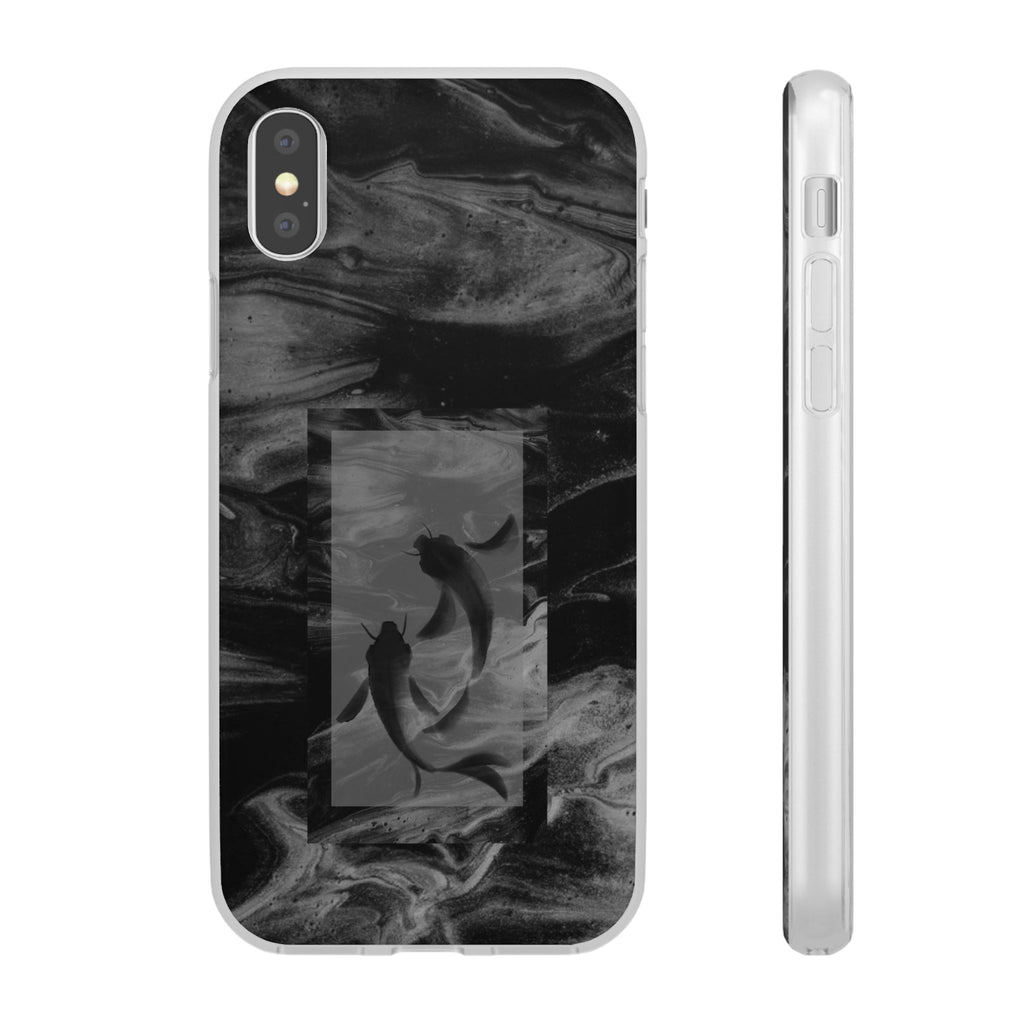 Black Koi Phone Case — Minimalist Monochrome Fish Design