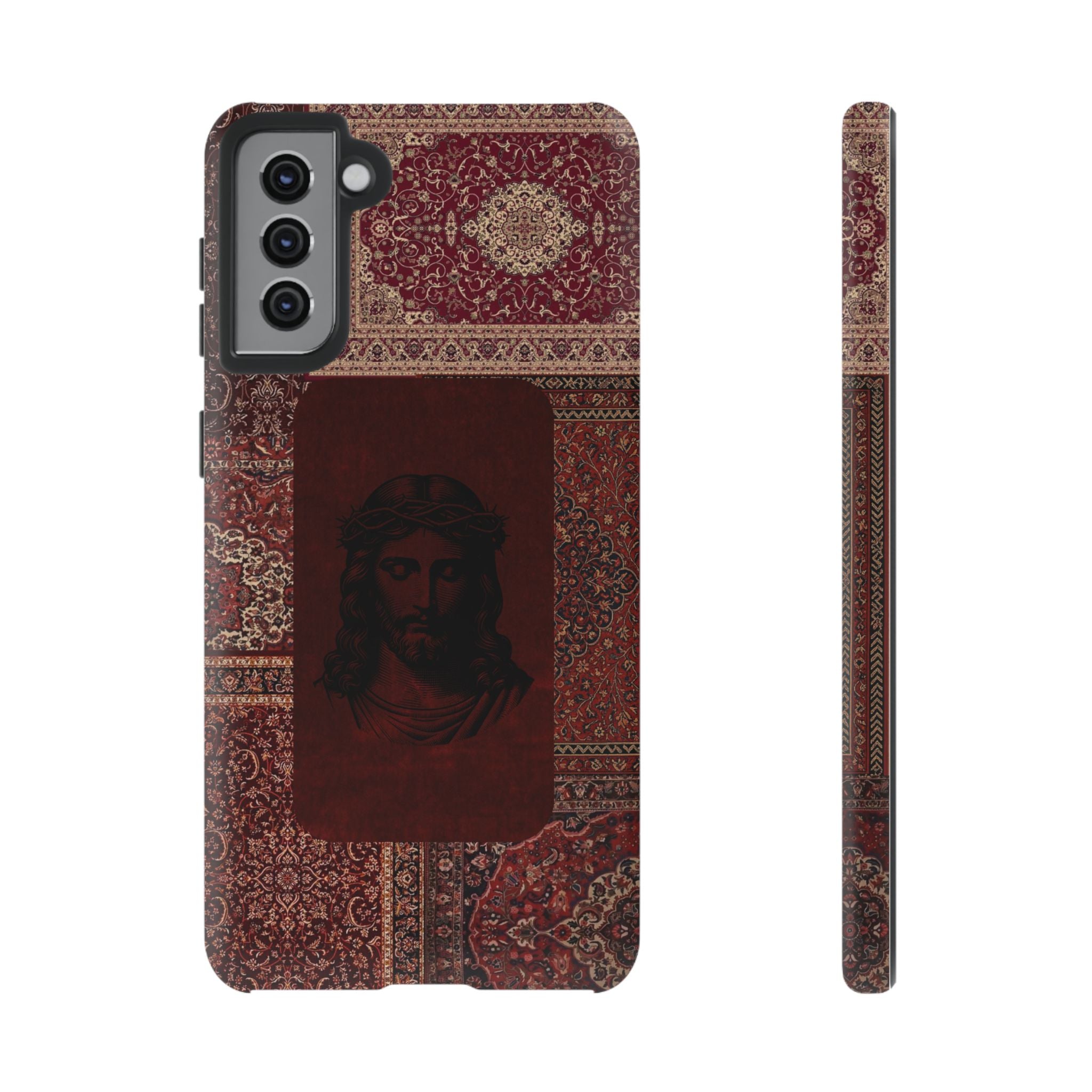 Religious Vintage Rug Phone Case — Jesus Portrait Tough Case