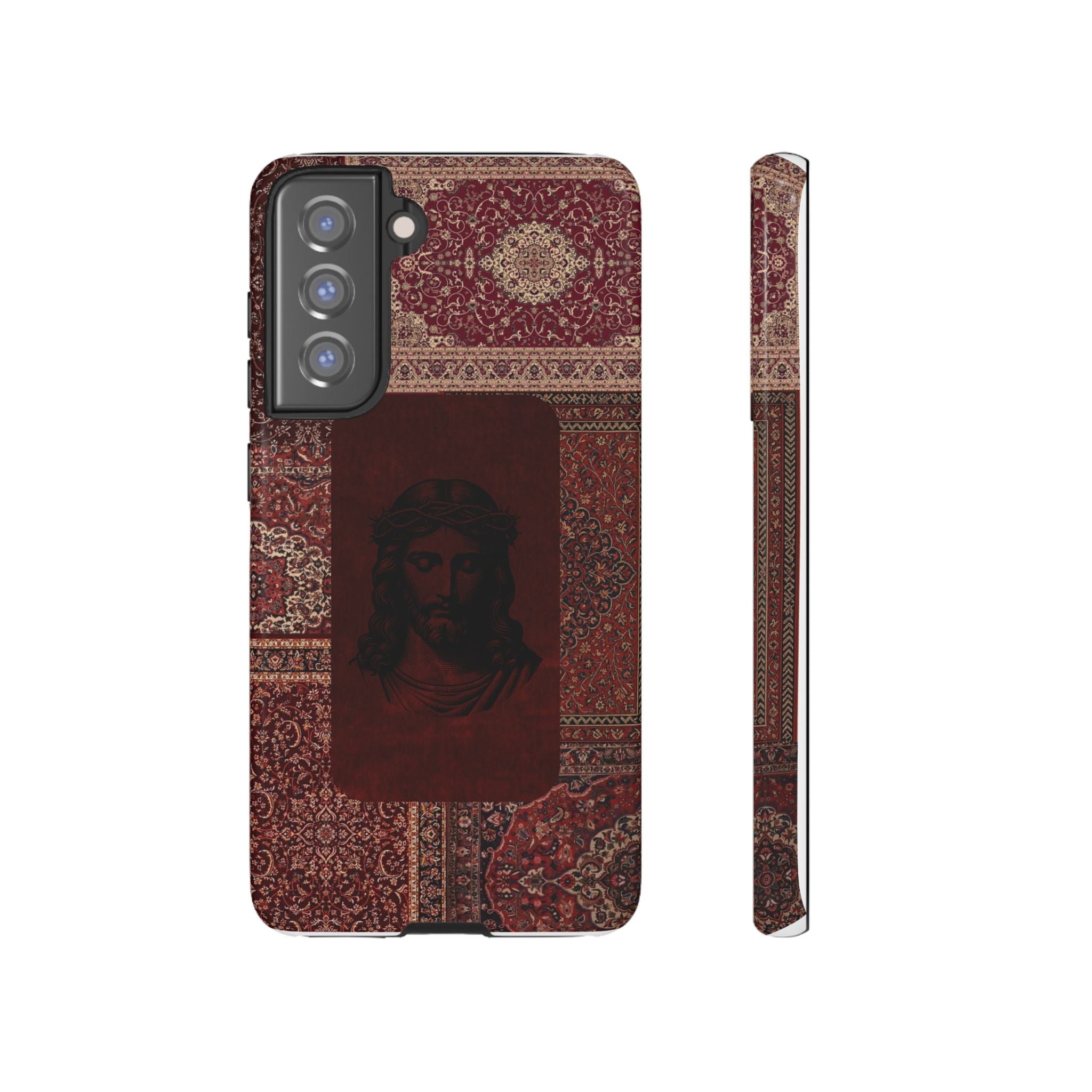 Religious Vintage Rug Phone Case — Jesus Portrait Tough Case