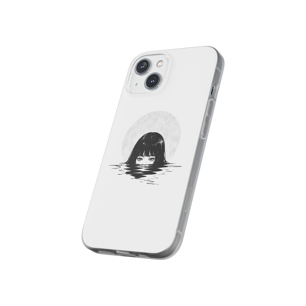 Minimalist Creepy Girl Moon Design