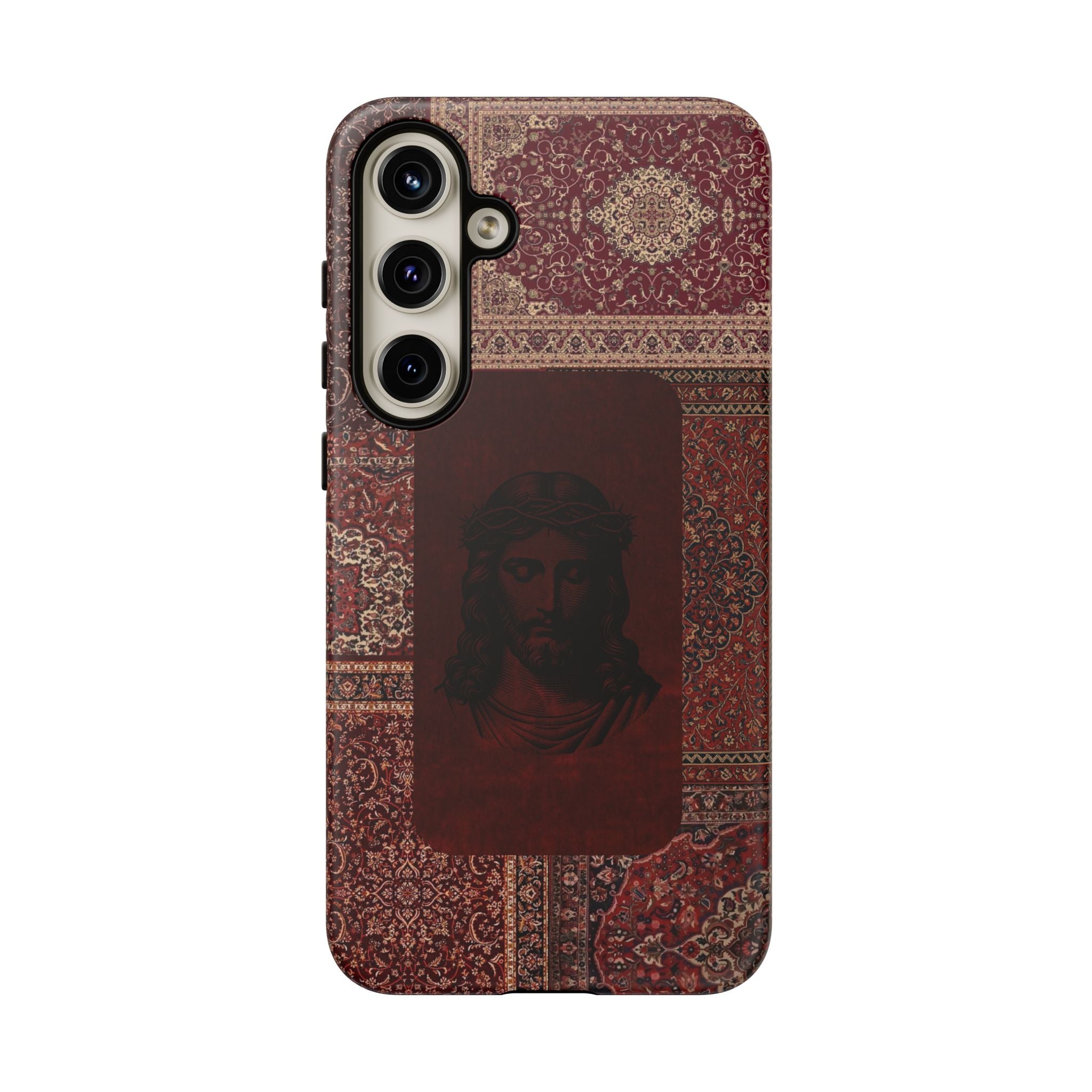 Religious Vintage Rug Phone Case — Jesus Portrait Tough Case