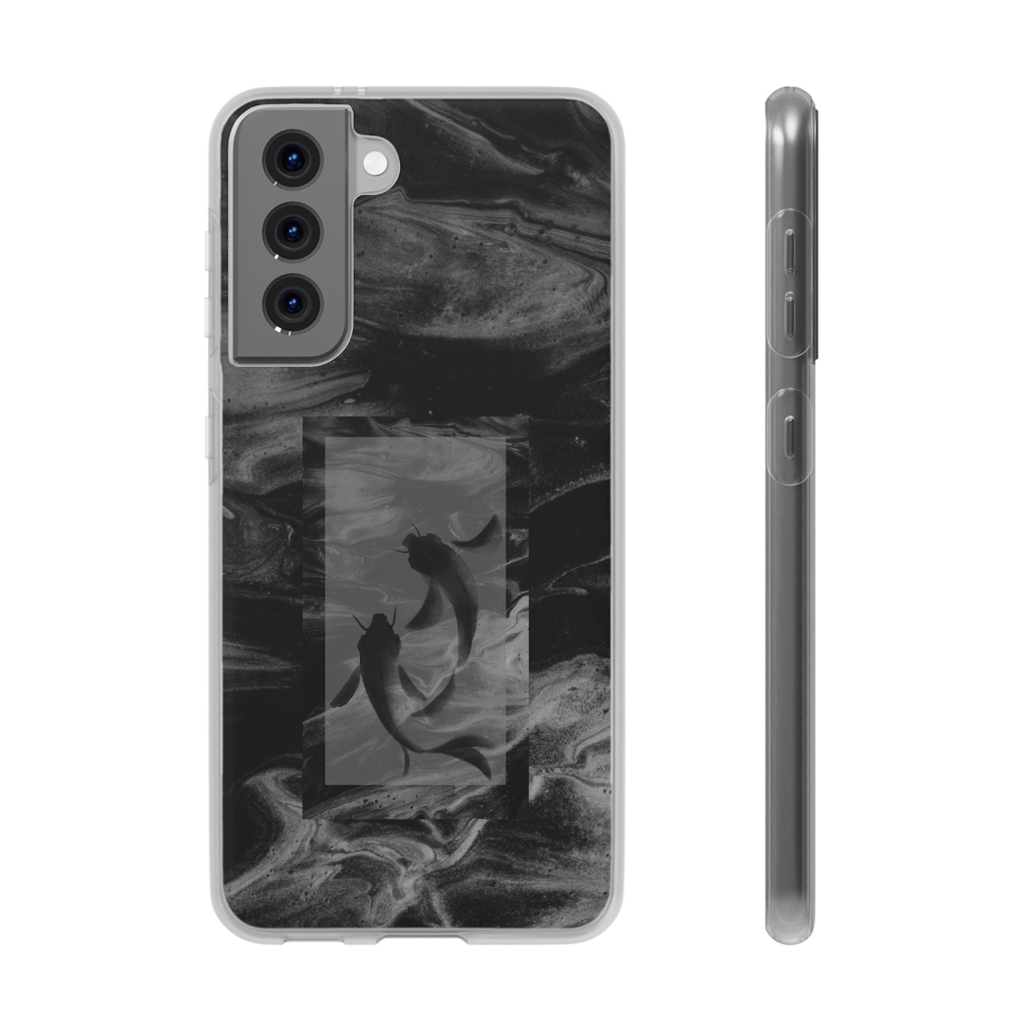 Black Koi Phone Case — Minimalist Monochrome Fish Design