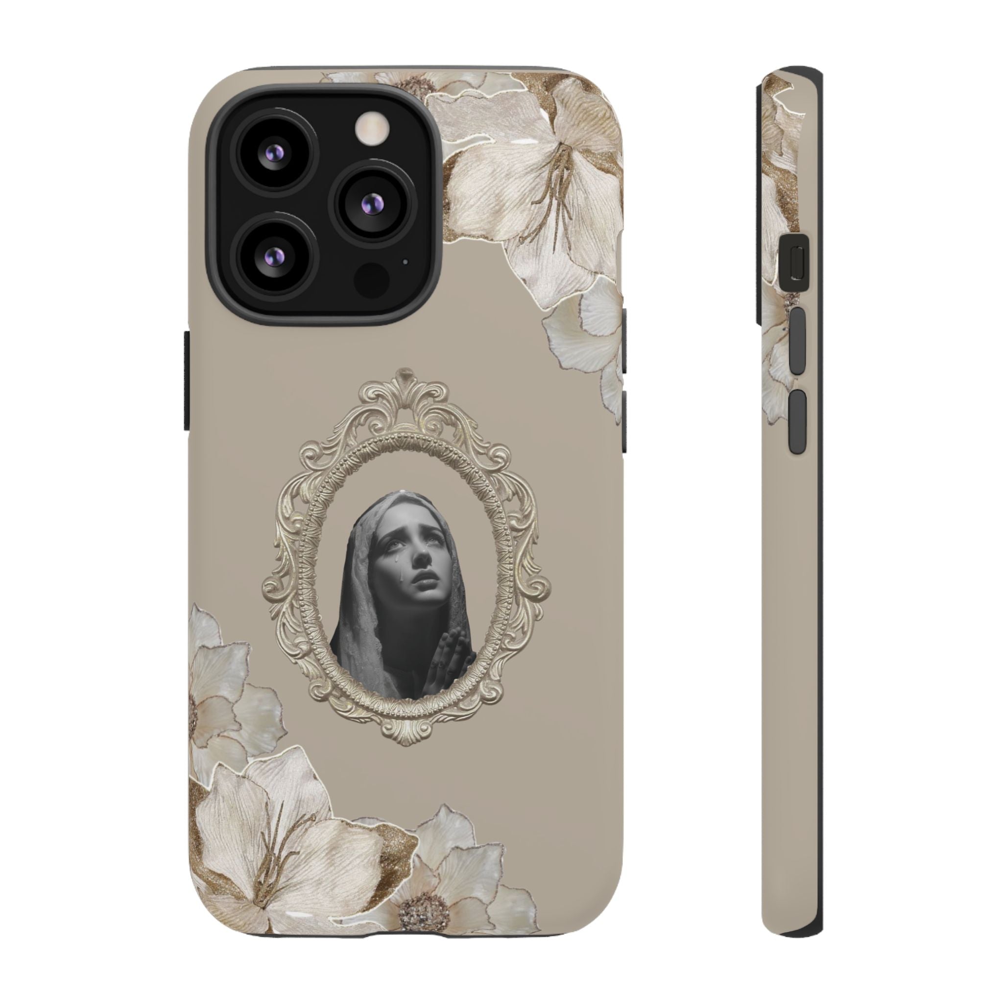 Vintage Floral Phone Case with Sacred Madonna Portrait