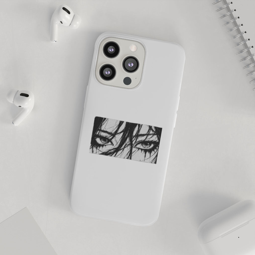 Anime Eyes Illustration Phone Case - Moody Black & White Flexi Case