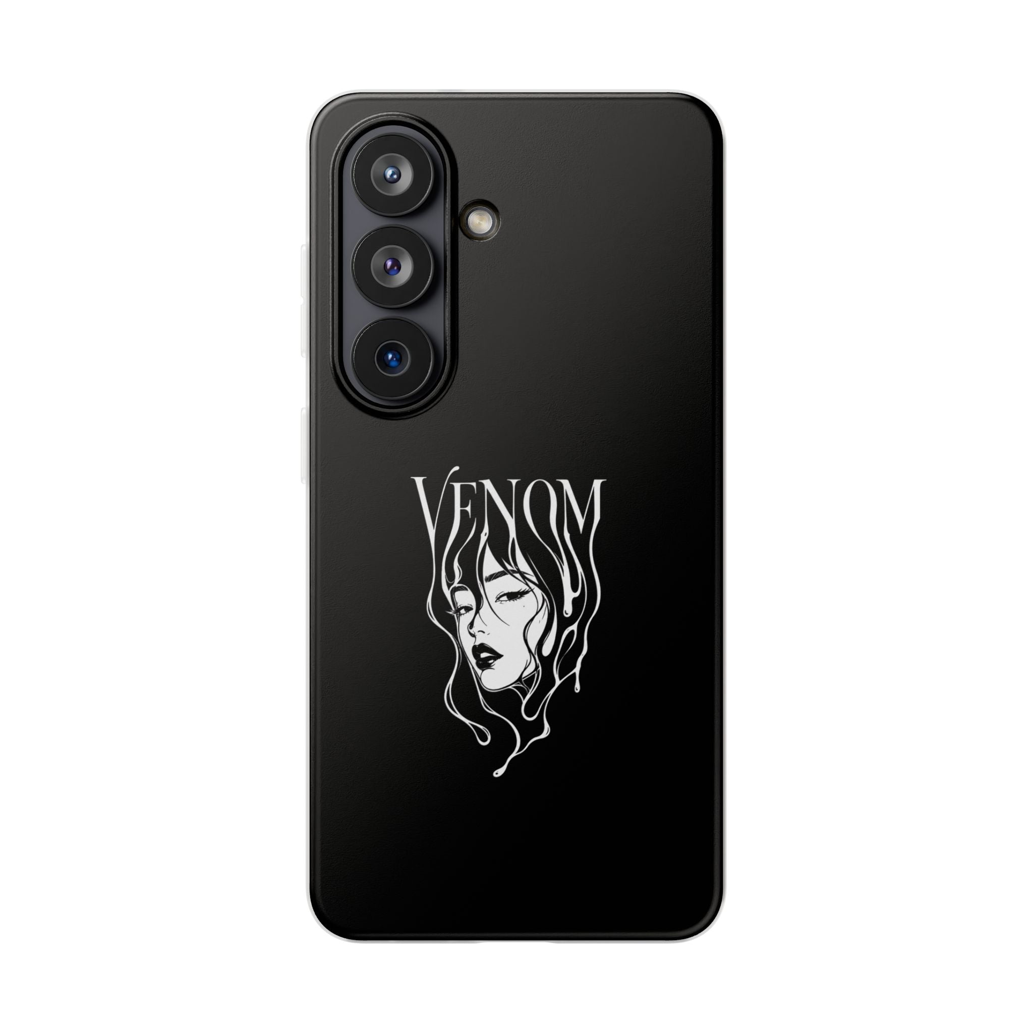 Venom Goth Phone Case — Black Protective Flexible Phone Case with Dark Femme Artwork